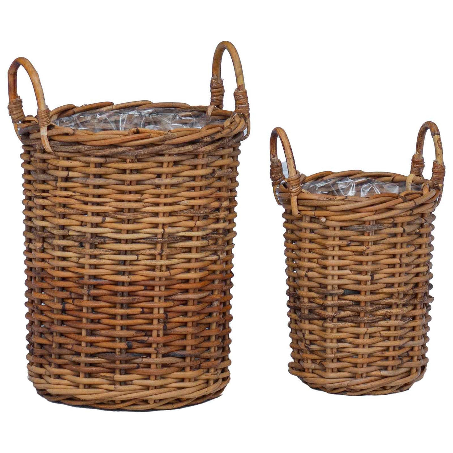 Planterkurv med lagring 2 stk. Naturlig brun Kubu Rattan