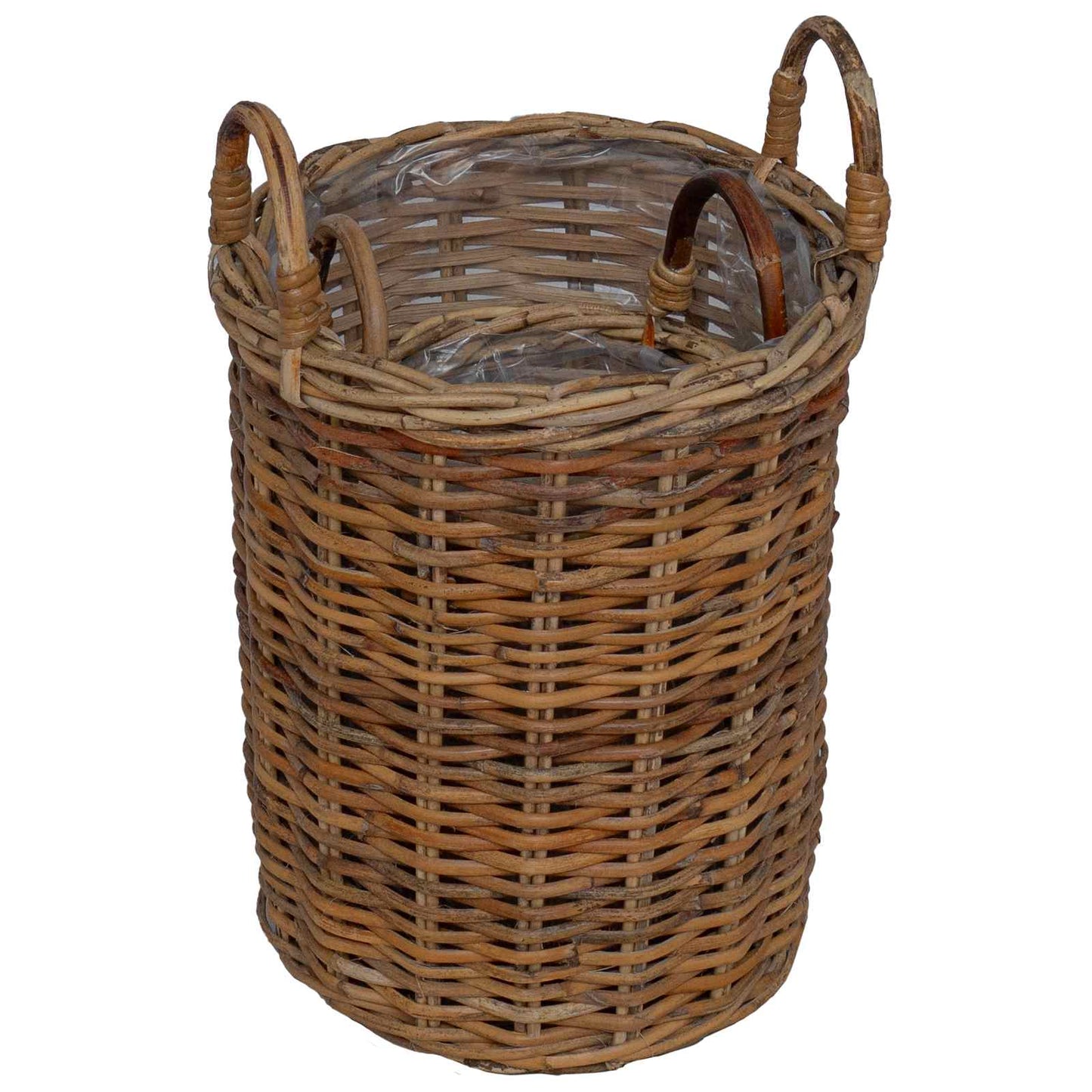 Planterkurv med lagring 2 stk. Naturlig brun Kubu Rattan
