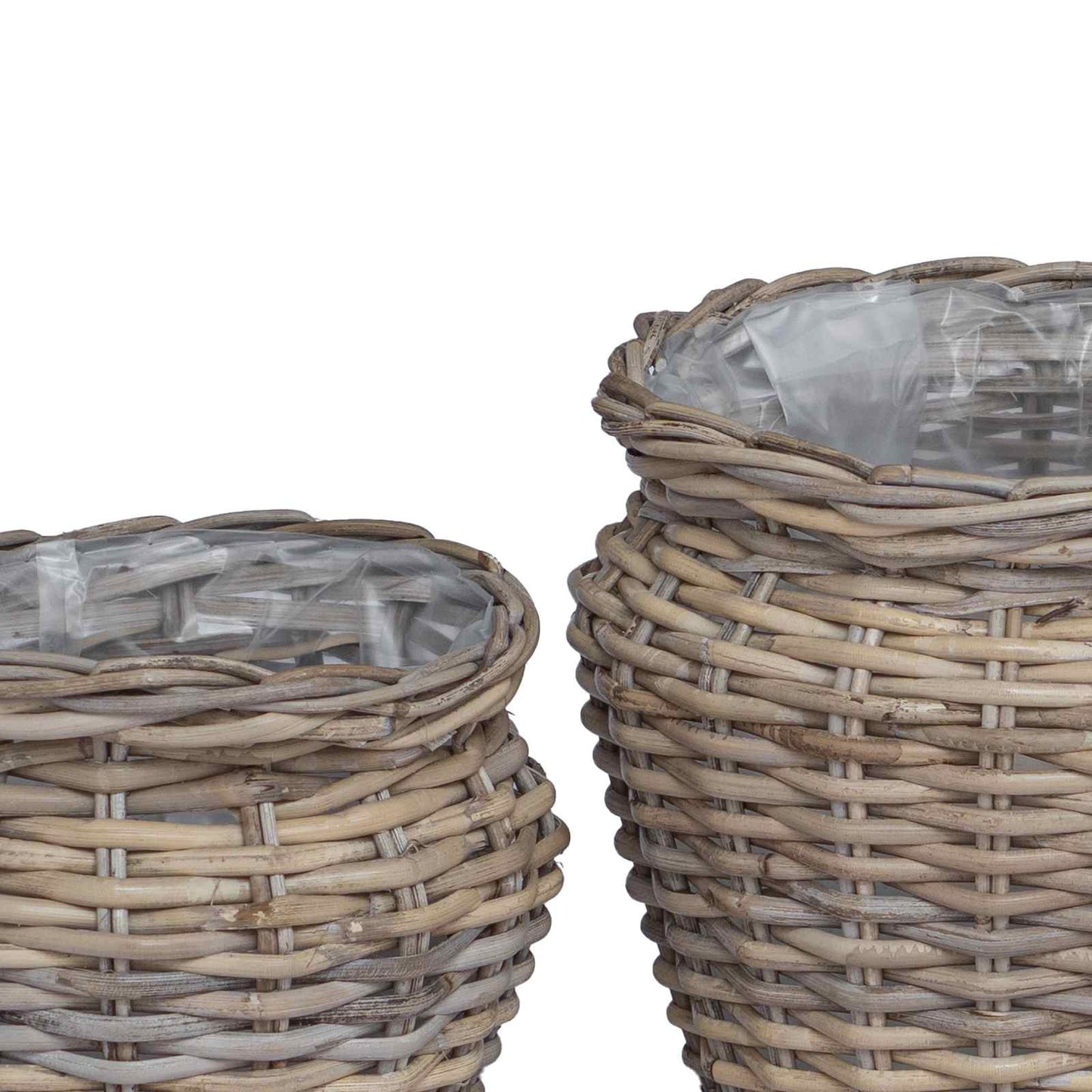Plantekurv med lagring 2 pcs Grå Lacak Rattan