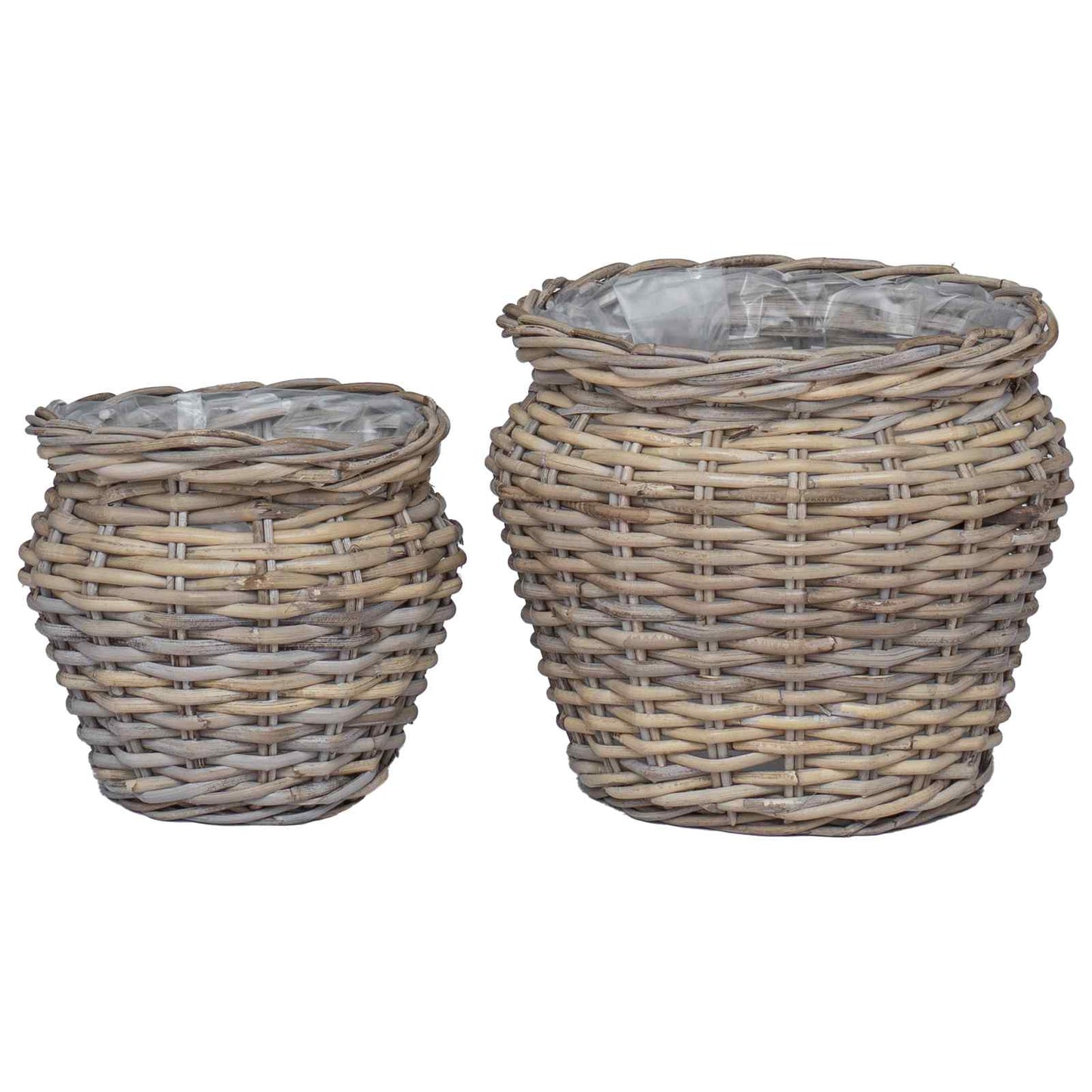Plantekurv med lagring 2 pcs Grå Lacak Rattan