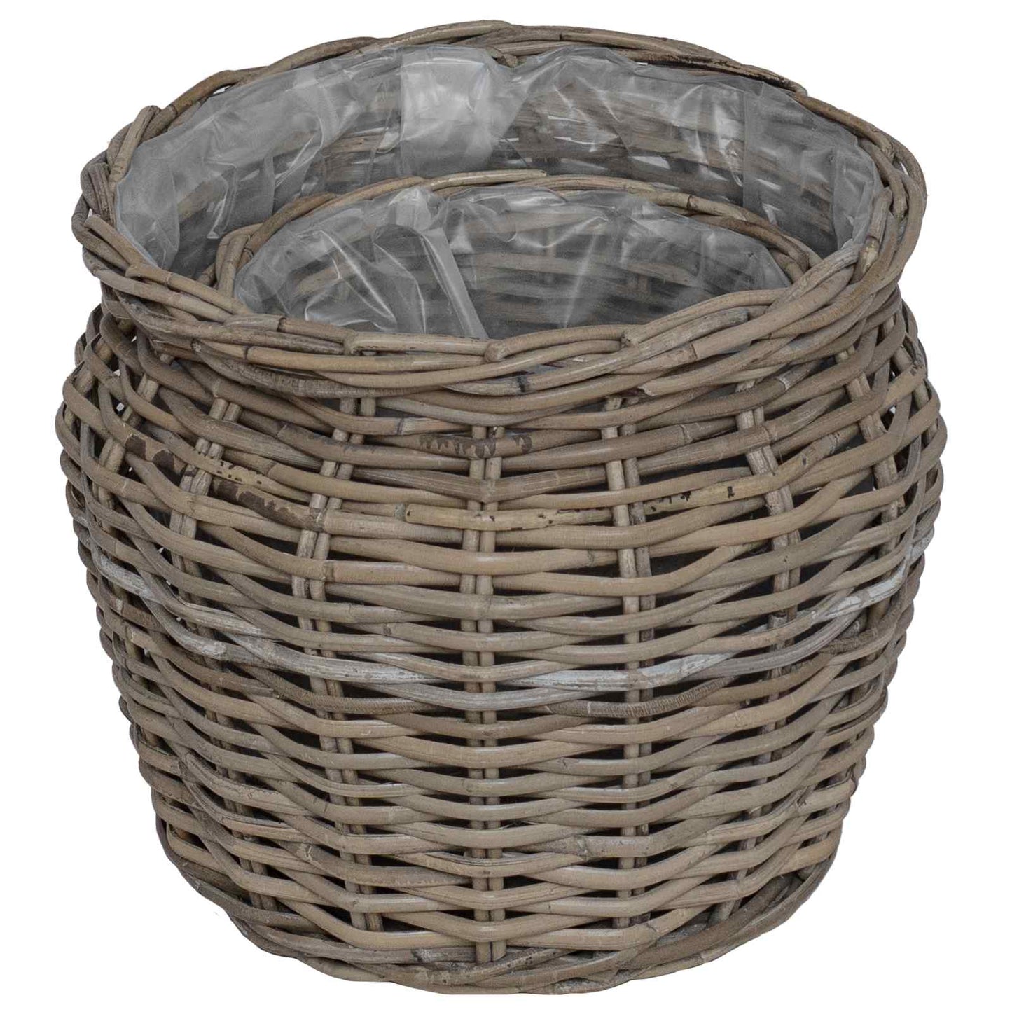 Plantekurv med lagring 2 pcs Grå Lacak Rattan