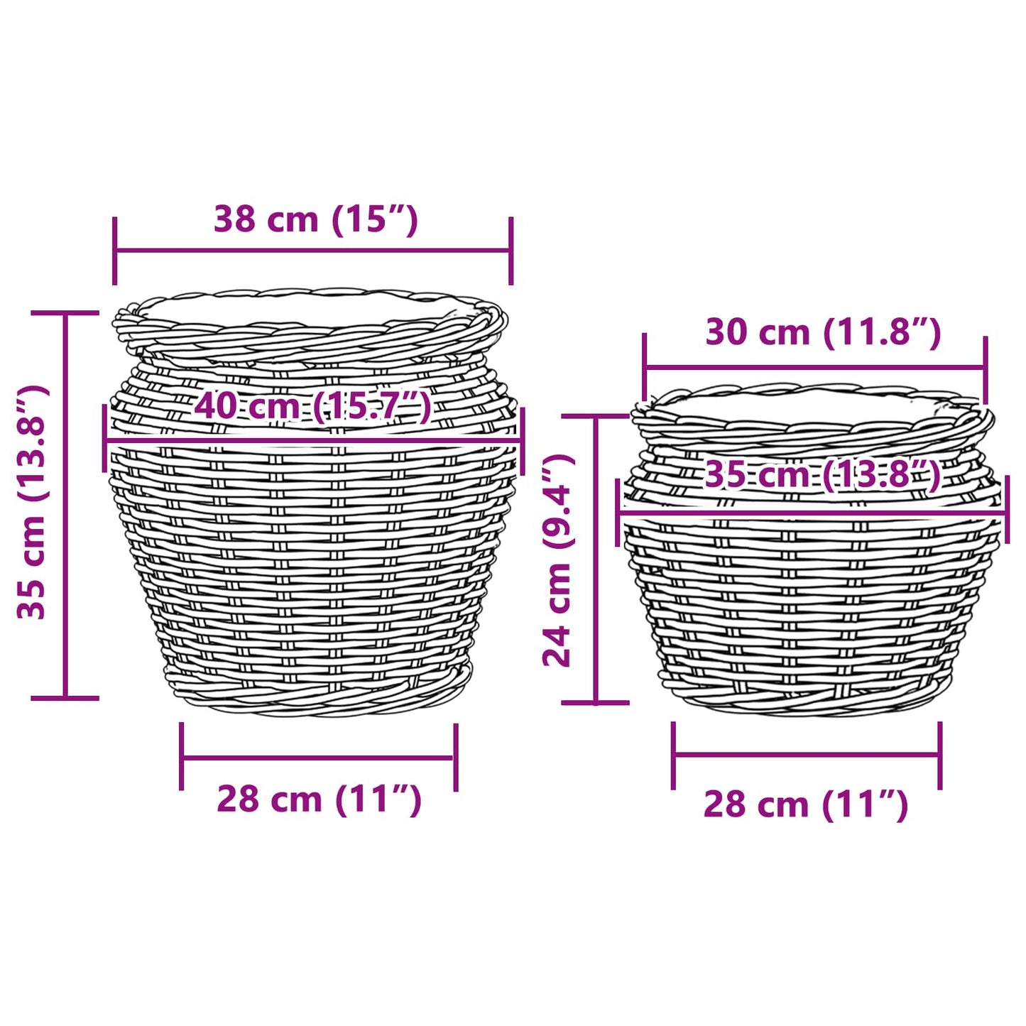 Plantekurv med lagring 2 pcs Grå Lacak Rattan