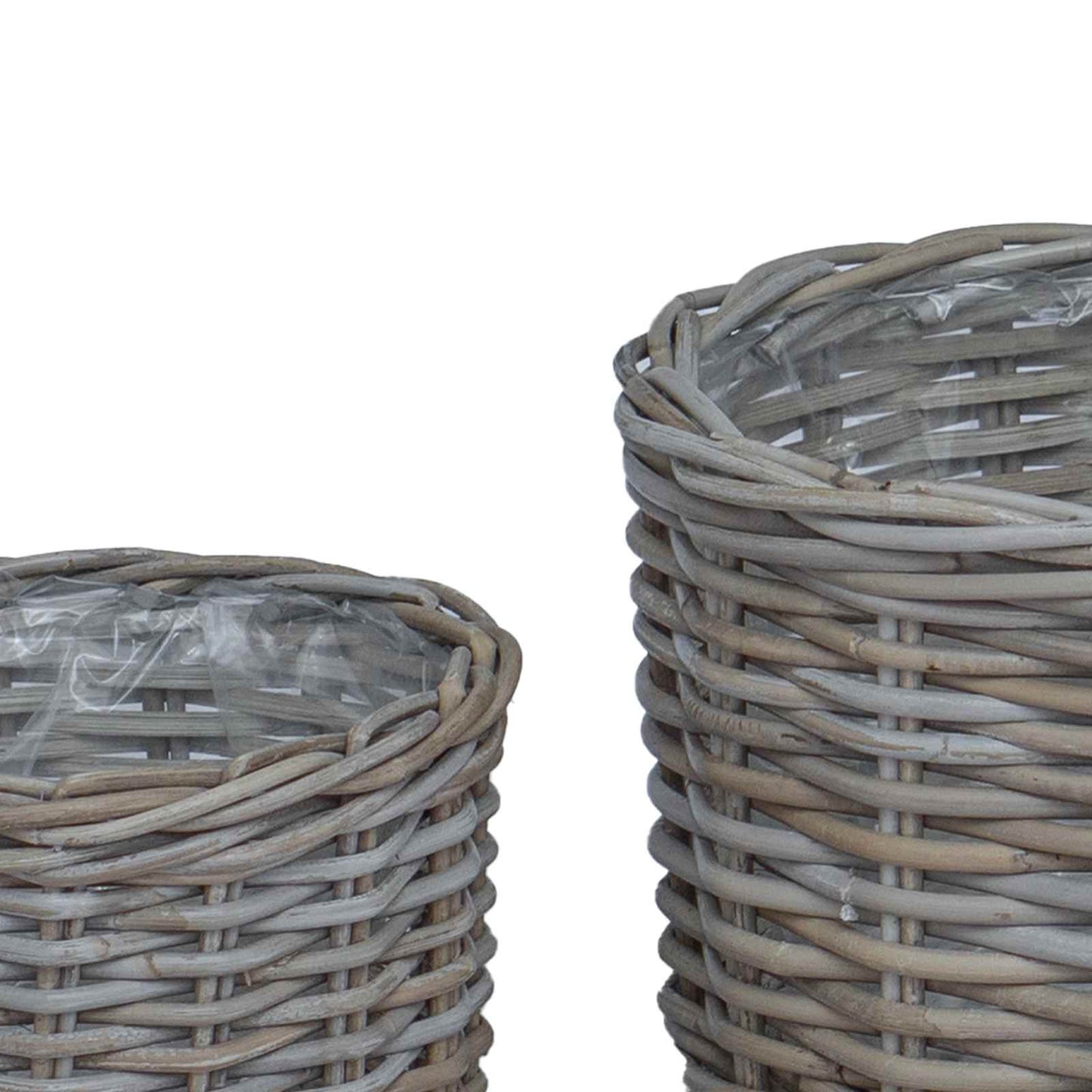 Plantekurv med lagring 2 pcs Grå Kubu Rattan