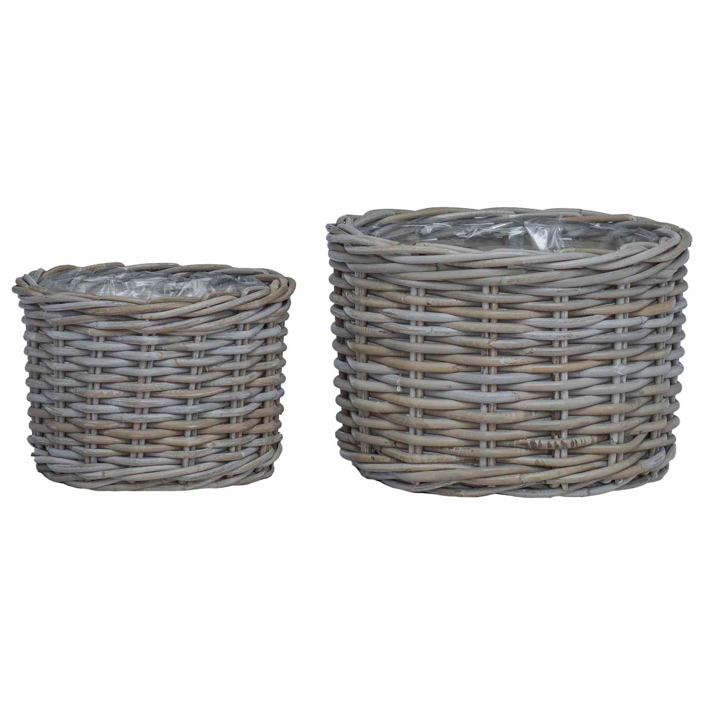 Plantekurv med lagring 2 pcs Grå Kubu Rattan