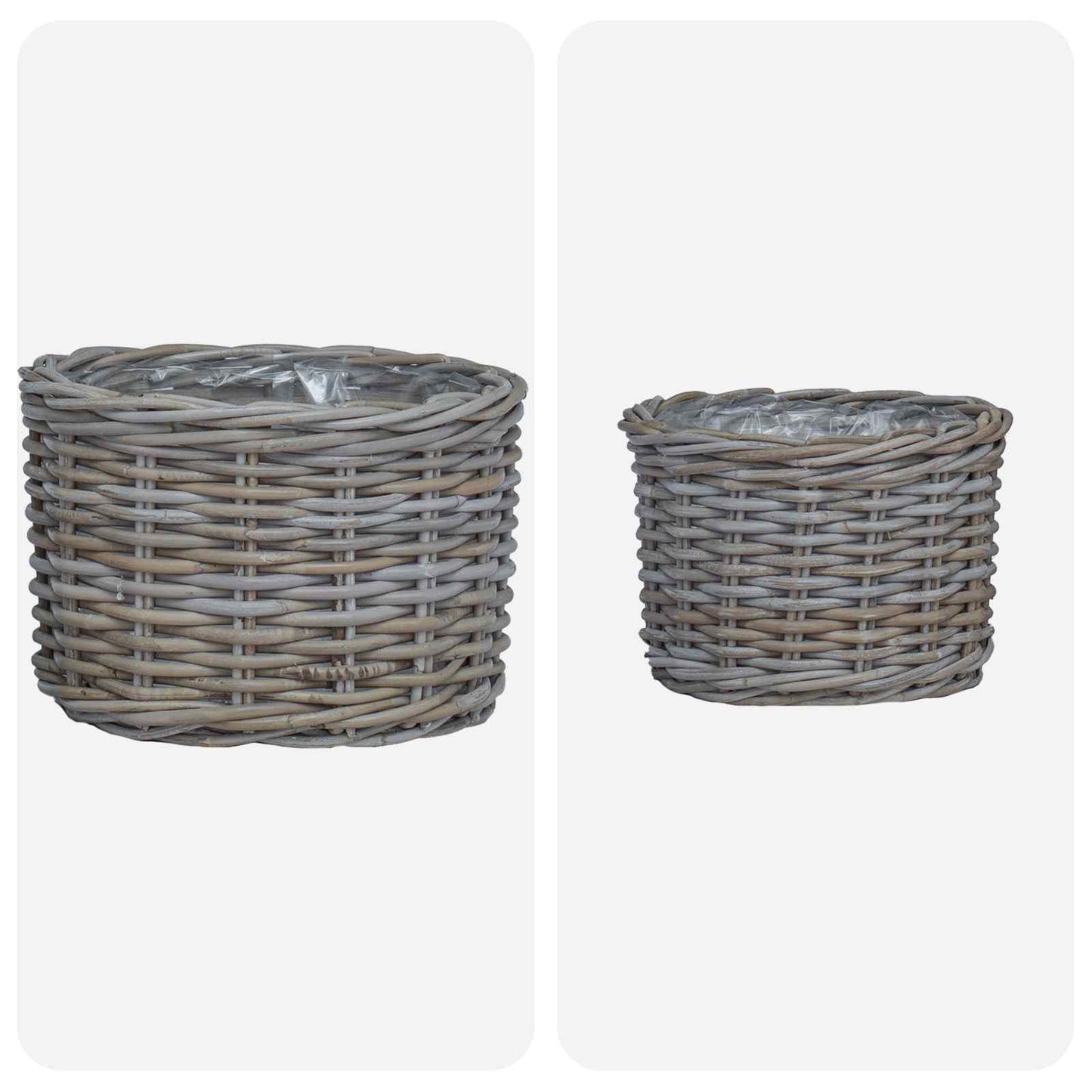 Plantekurv med lagring 2 pcs Grå Kubu Rattan
