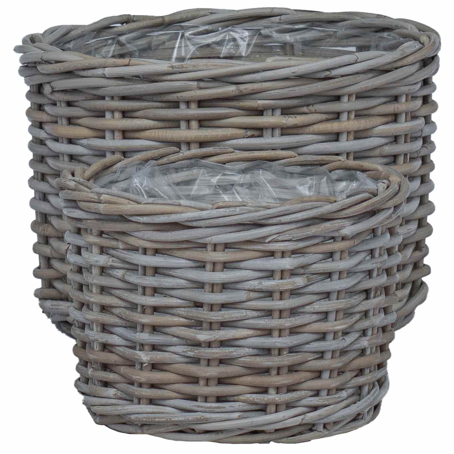 Plantekurv med lagring 2 pcs Grå Kubu Rattan