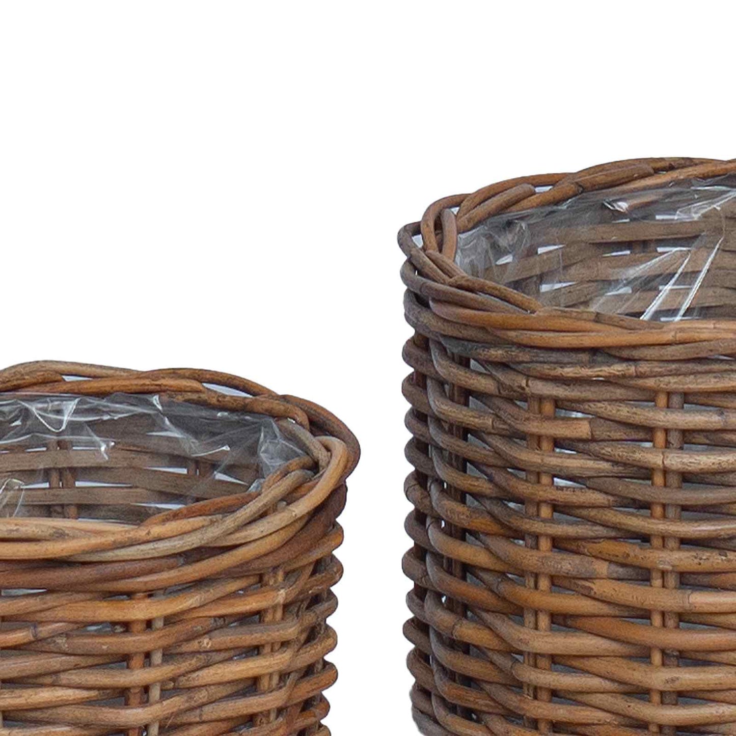 Plantekurv med lagring 2 stk. Naturlig brun Kubu Rattan
