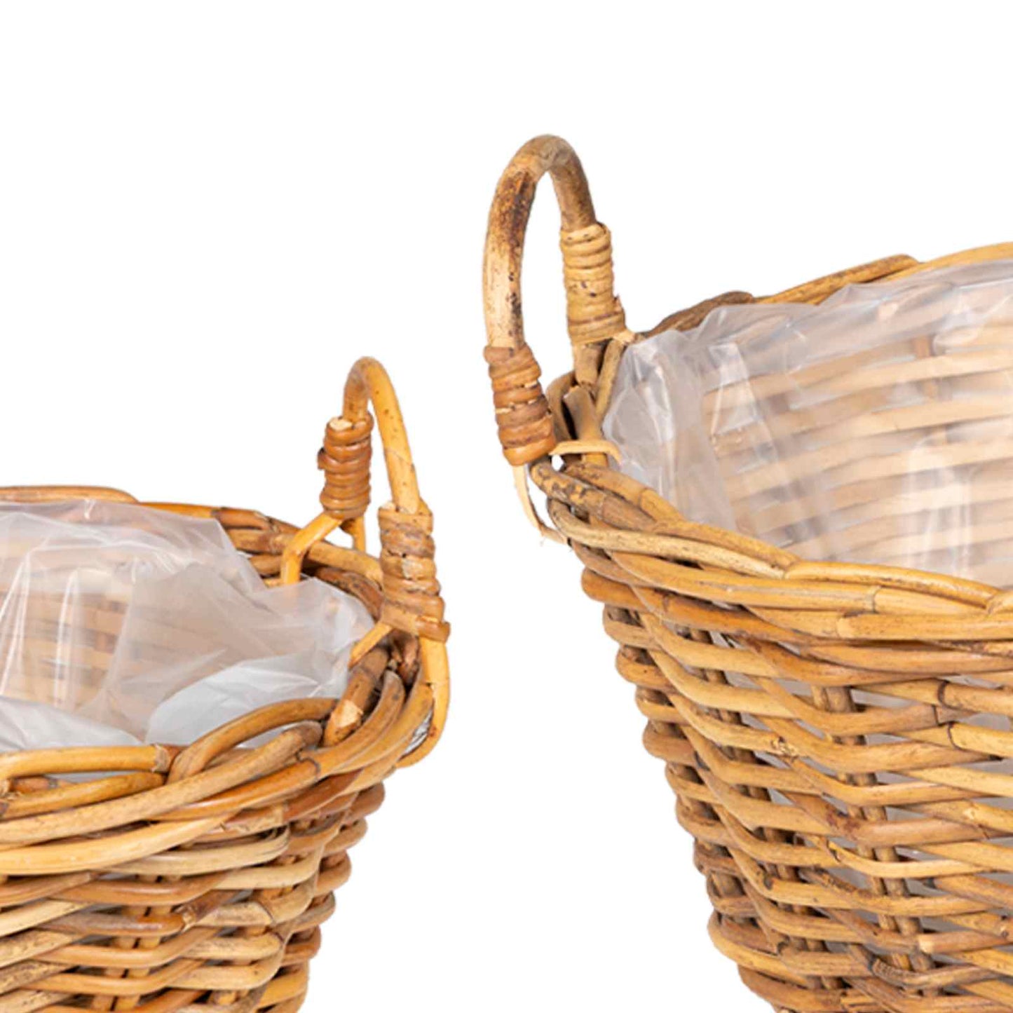Plantekurv med lagring 2 stk. Naturlig brun Kubu Rattan
