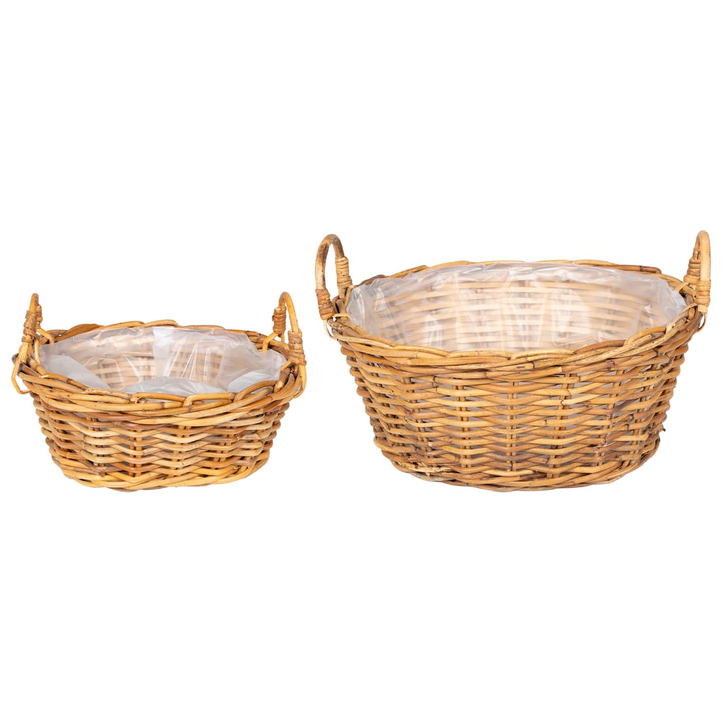 Plantekurv med lagring 2 stk. Naturlig brun Kubu Rattan