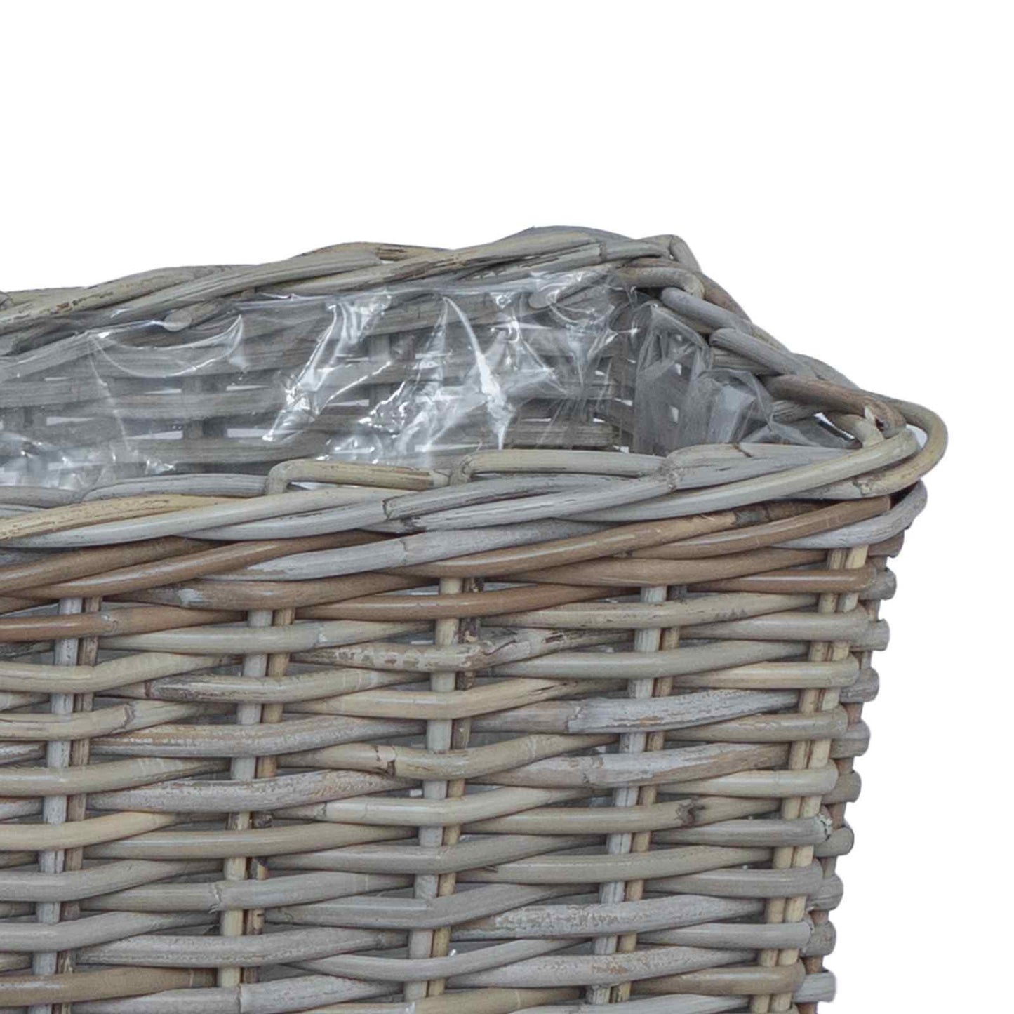 Planterkurv med lagring 3 stk. Naturlig grå Kubu Rattan