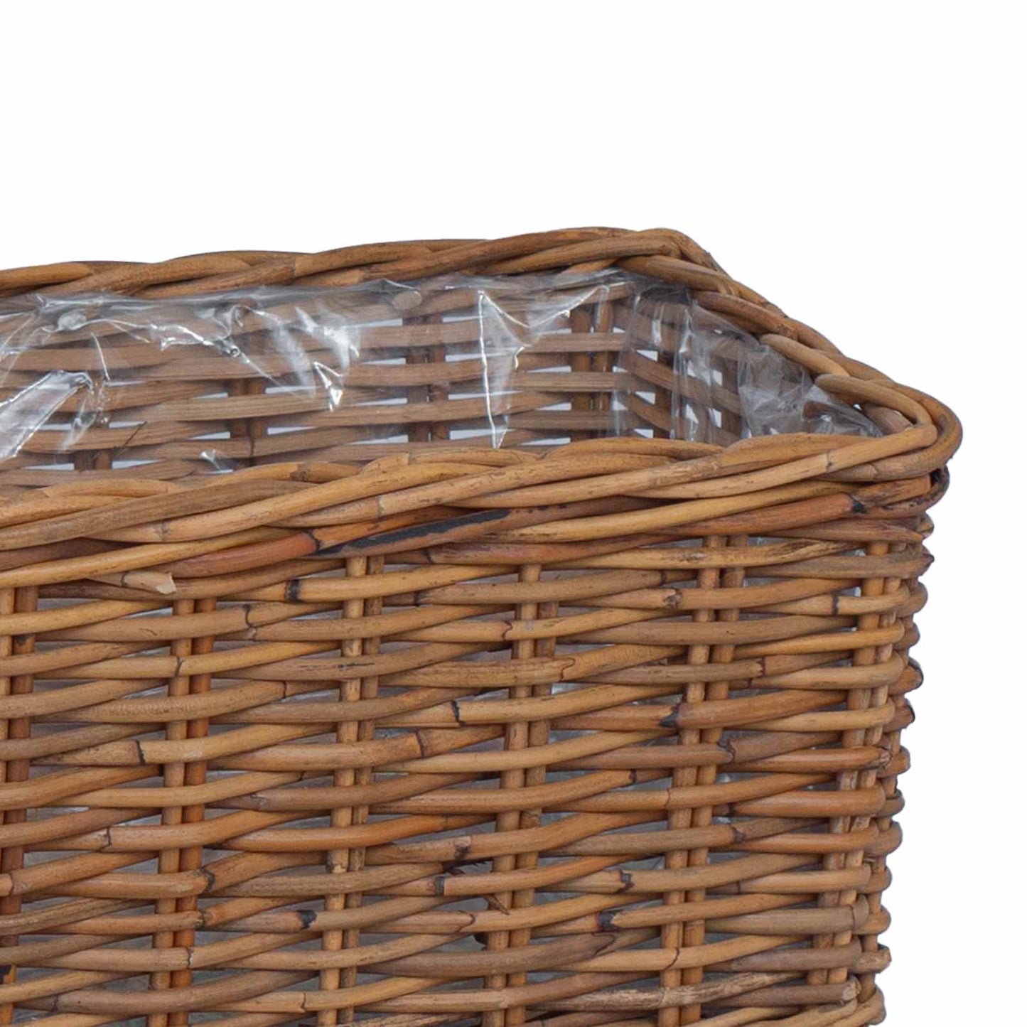 Planterkurv med lagring 3 stk. Naturlig brun Kubu Rattan
