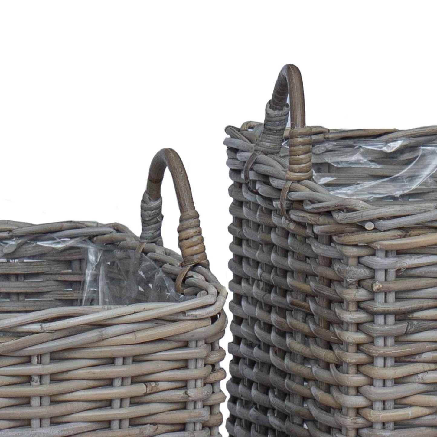 Planter Kurv med lagring 2 stk. Naturlig grå Kubu Rattan