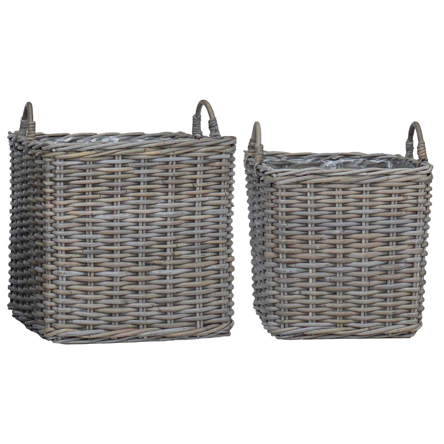 Planter Kurv med lagring 2 stk. Naturlig grå Kubu Rattan