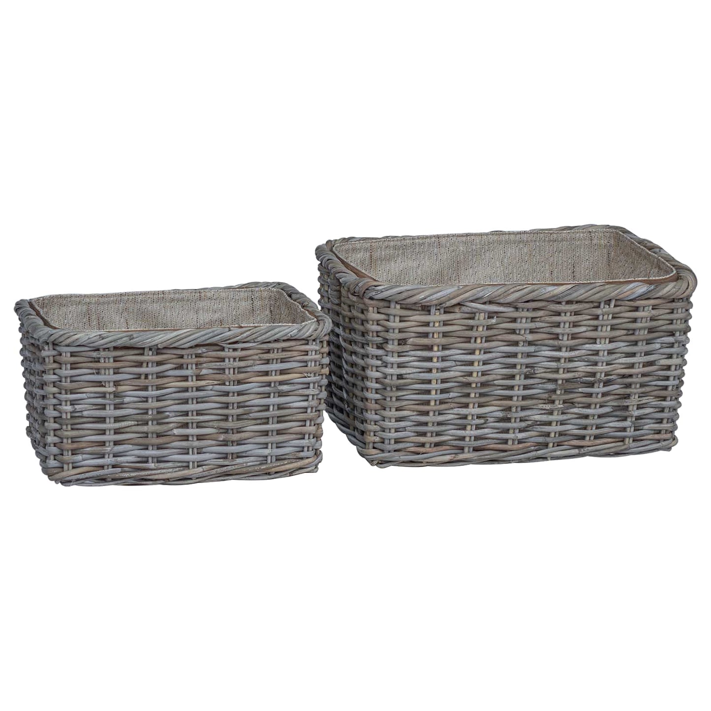 Vedkurv 2 stk. Naturlig grå Kubu Rattan