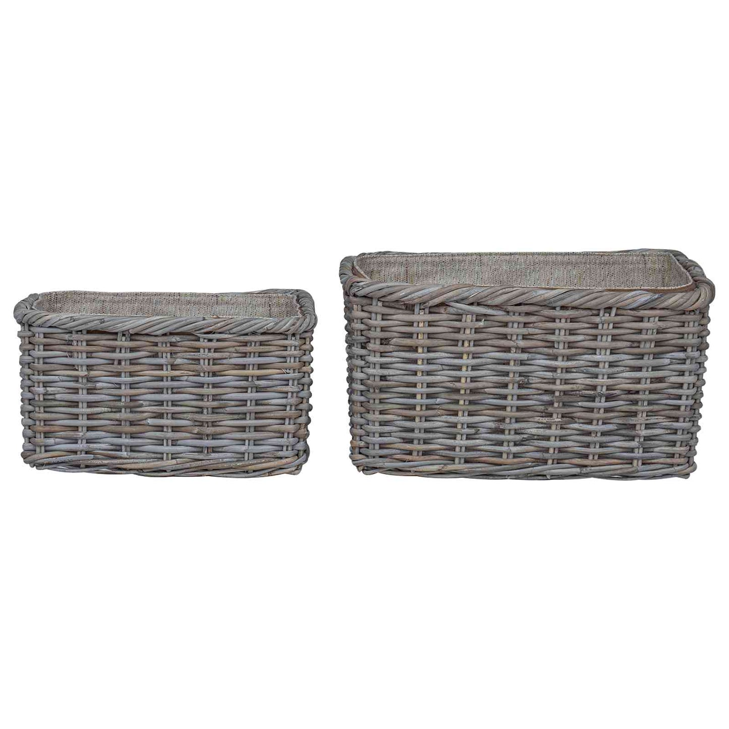 Vedkurv 2 stk. Naturlig grå Kubu Rattan