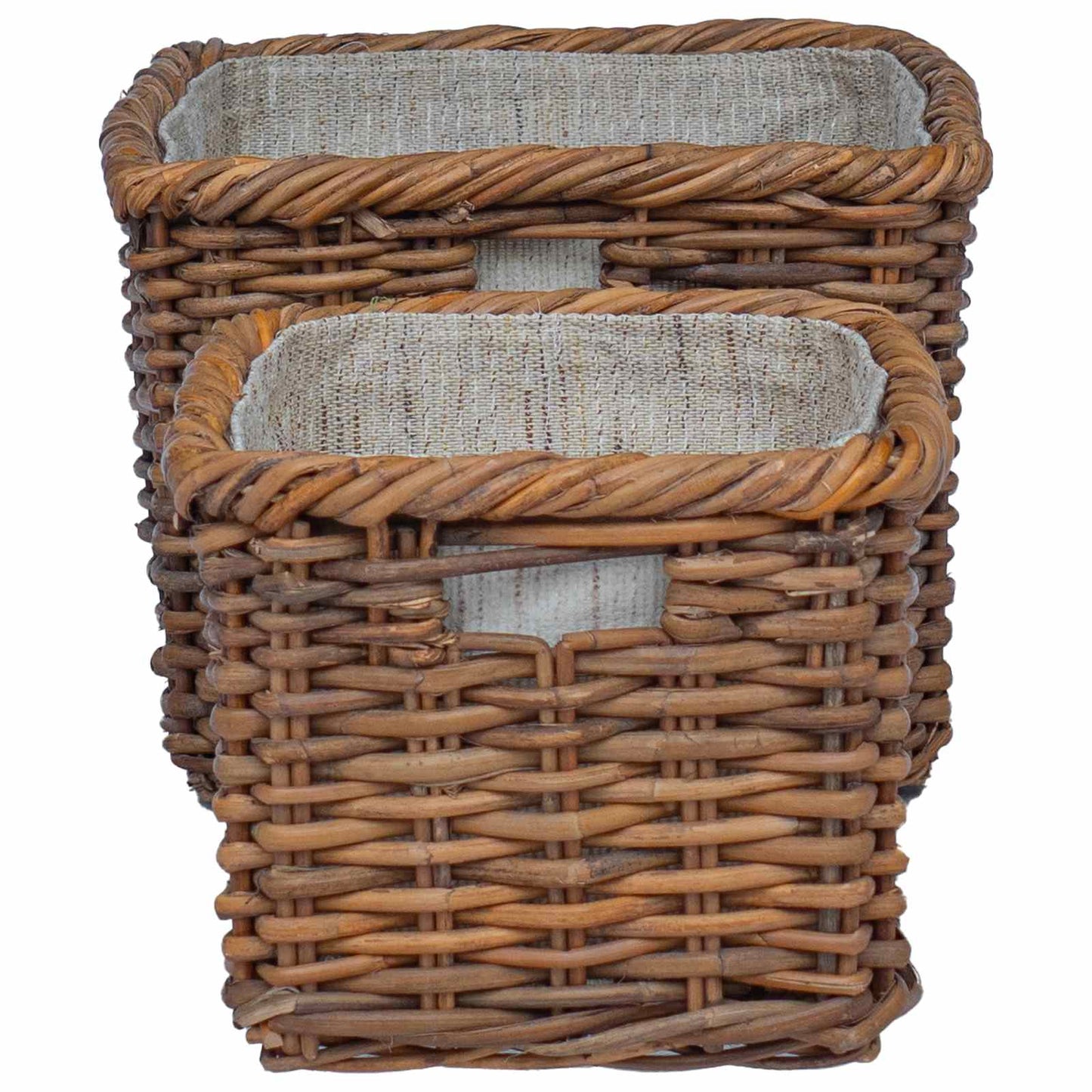 Vedkurv 2 stk. Naturlig brun Kubu Rattan