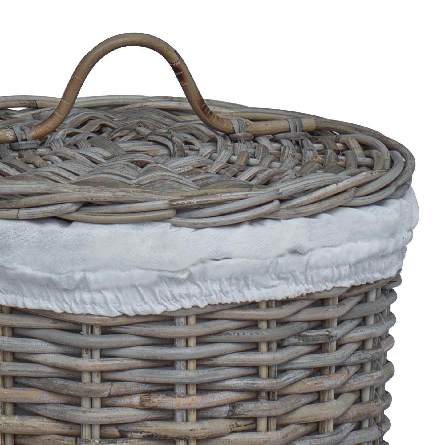 Vaskekurv med lokk 2 pcs Naturlig grå Kubu Rattan