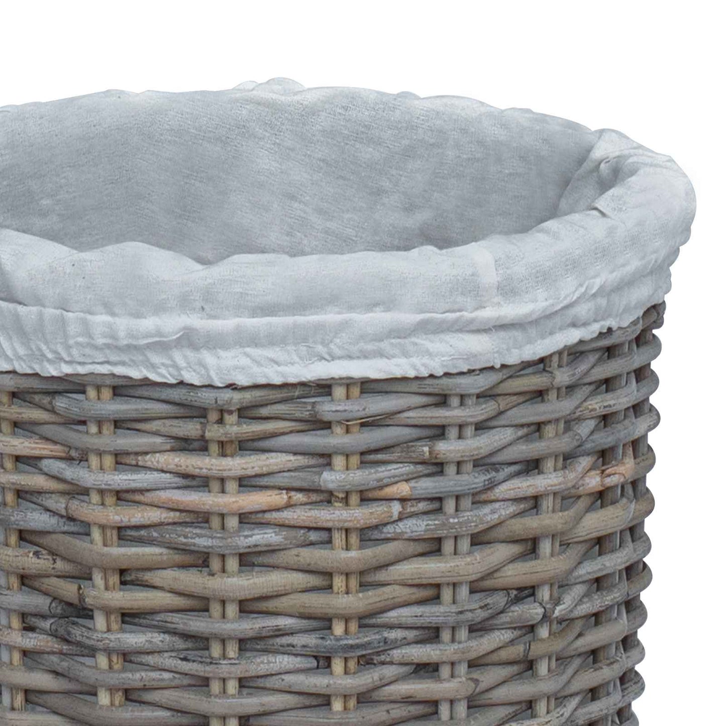 Vaskekurv med lokk 2 pcs Naturlig grå Kubu Rattan