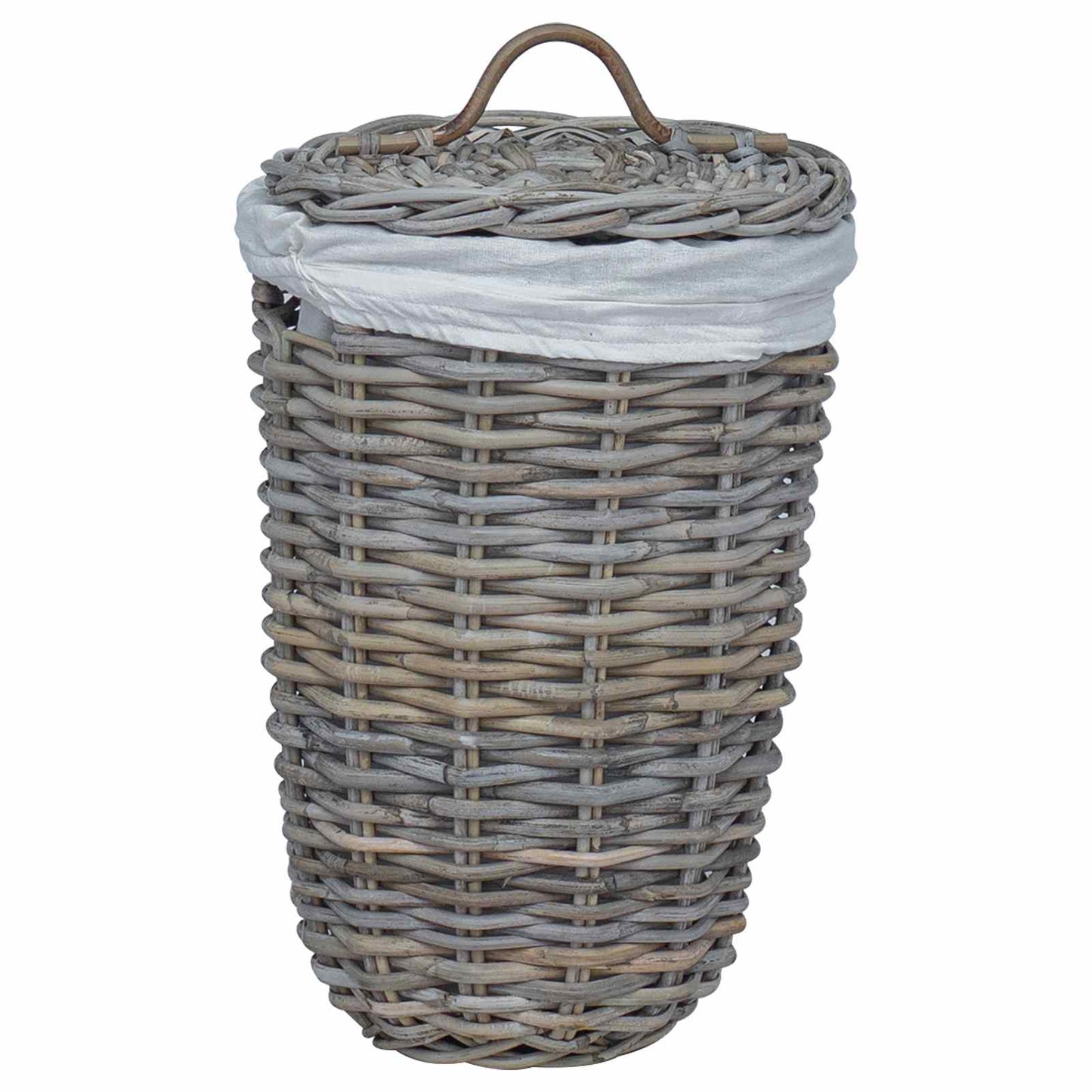 Vaskekurv med lokk 2 pcs Naturlig grå Kubu Rattan