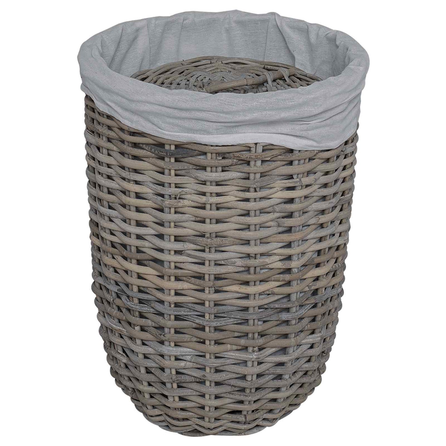 Vaskekurv med lokk 2 pcs Naturlig grå Kubu Rattan