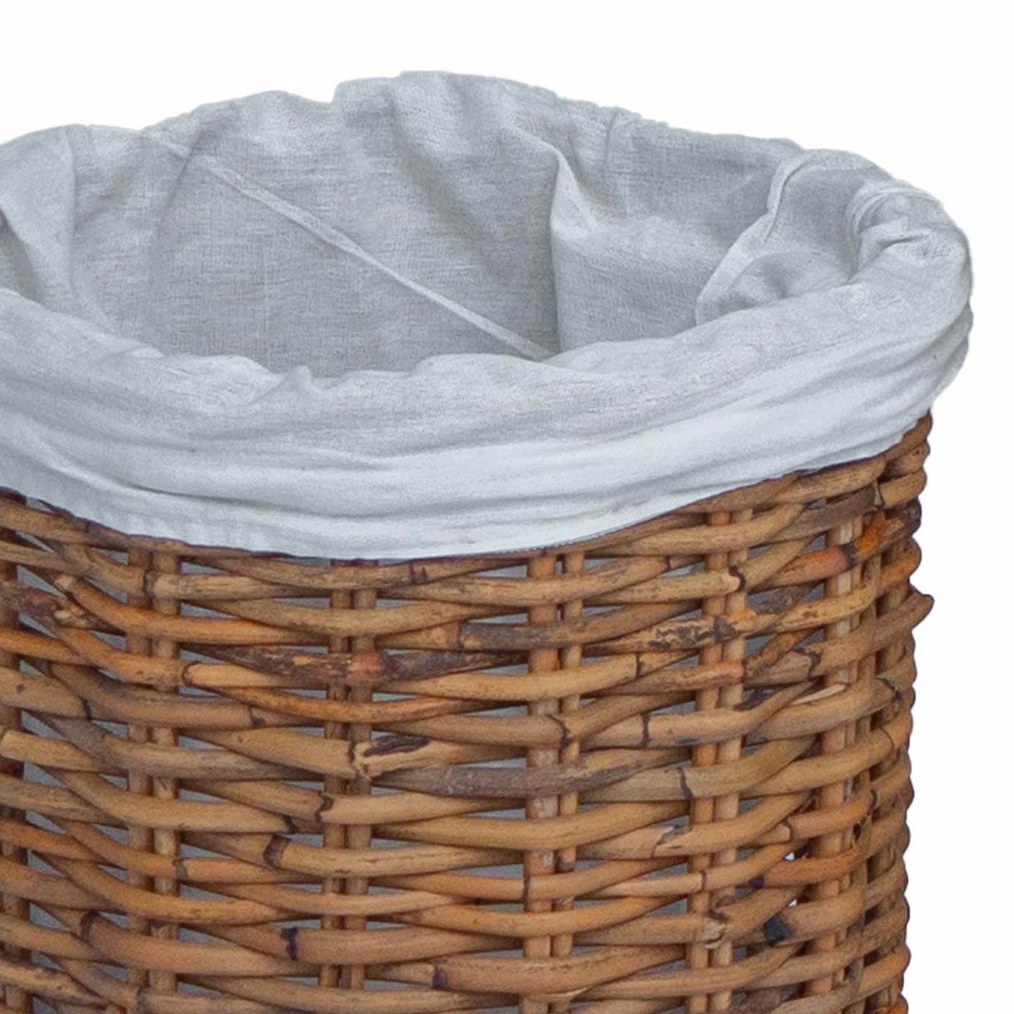 Vaskekurv med lokk 2 pcs Naturlig brun Kubu Rattan