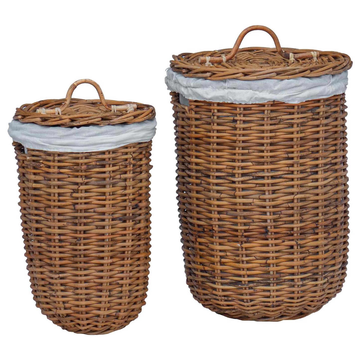 Vaskekurv med lokk 2 pcs Naturlig brun Kubu Rattan