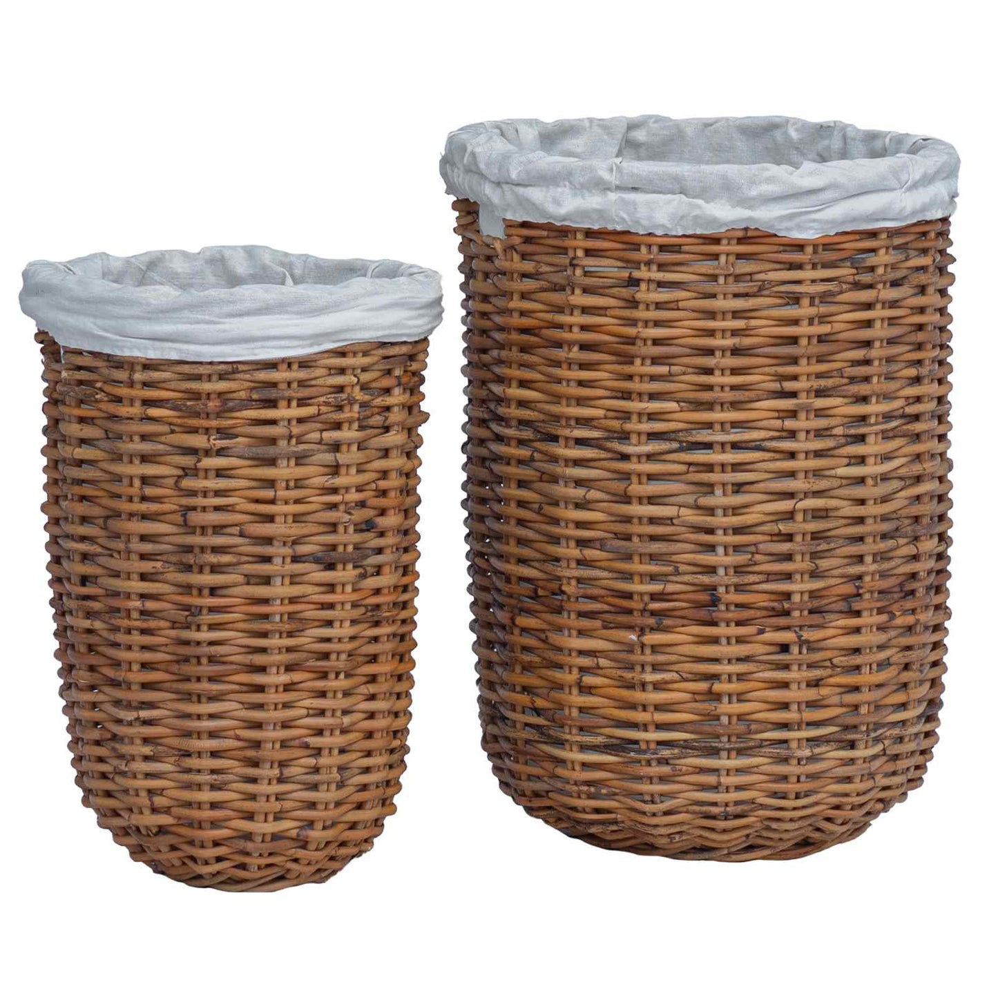 Vaskekurv med lokk 2 pcs Naturlig brun Kubu Rattan