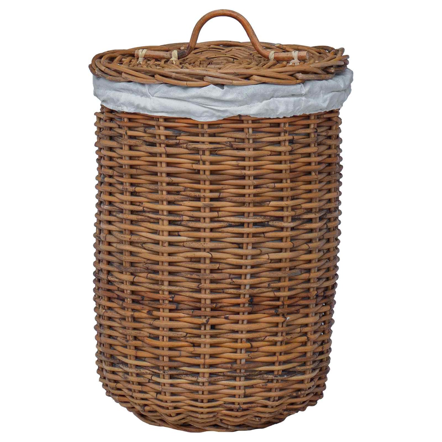 Vaskekurv med lokk 2 pcs Naturlig brun Kubu Rattan
