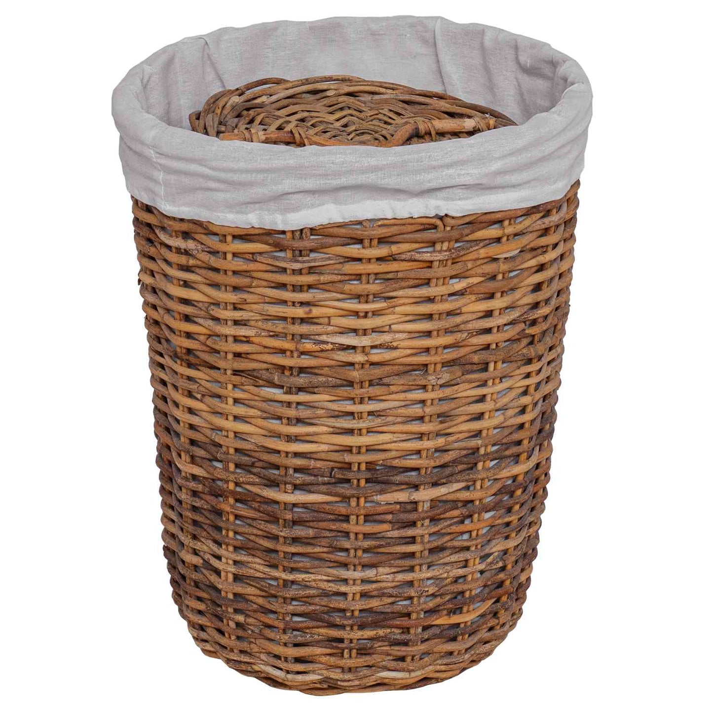 Vaskekurv med lokk 2 pcs Naturlig brun Kubu Rattan