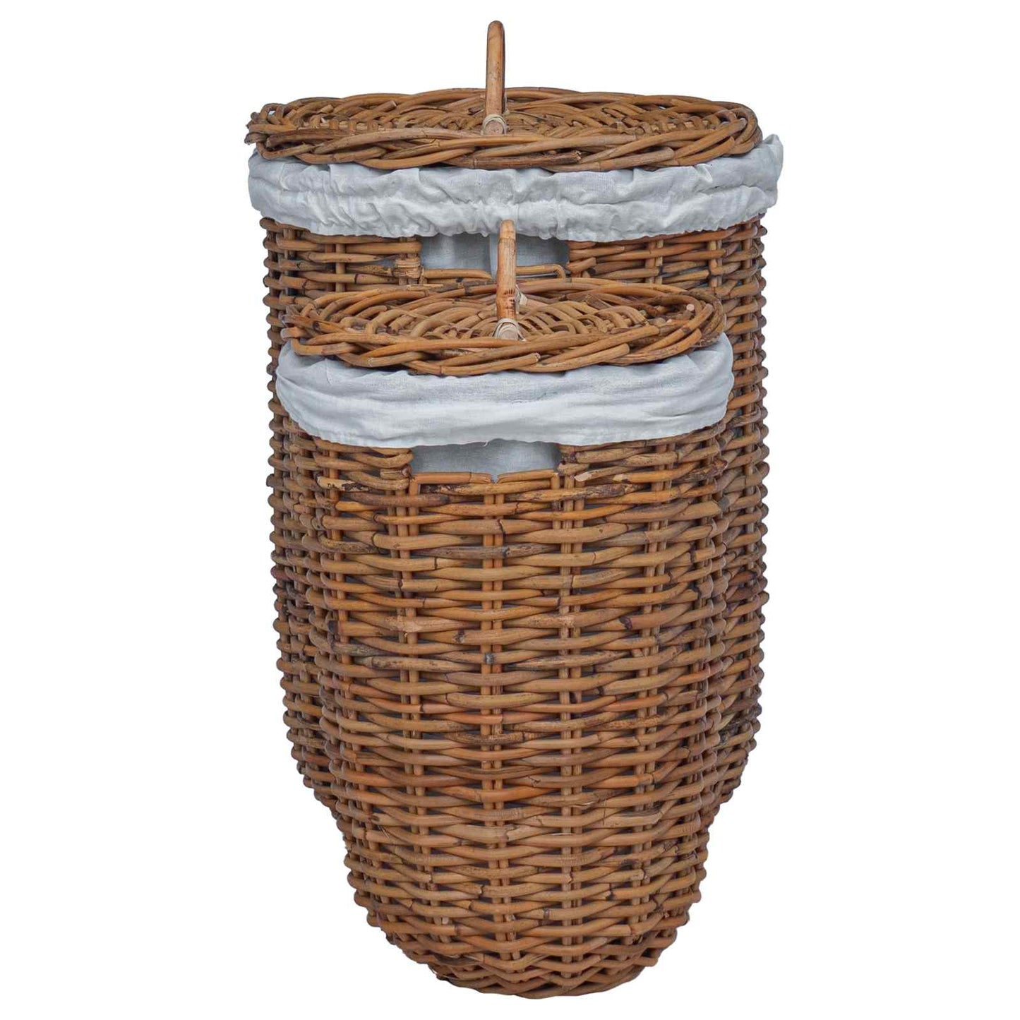 Vaskekurv med lokk 2 pcs Naturlig brun Kubu Rattan