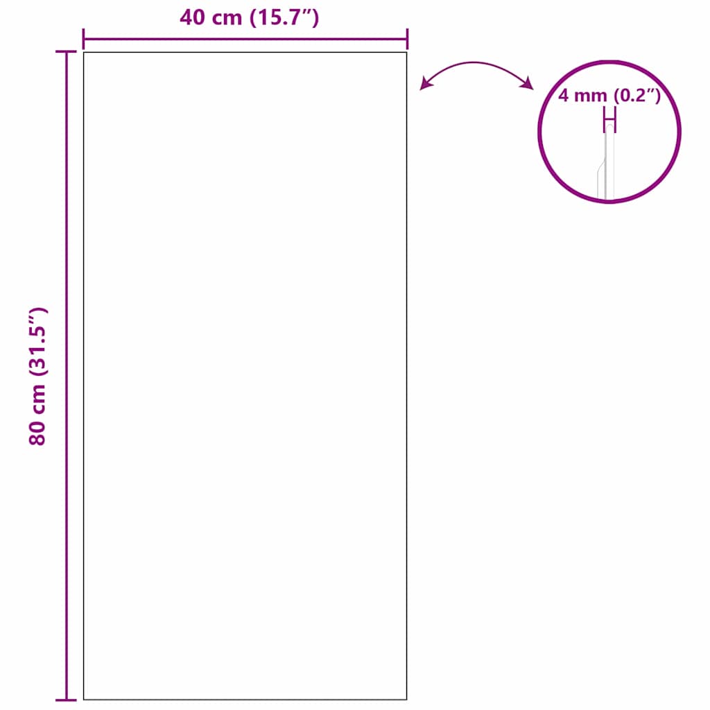Veggspeil Rektangulær 40 x 80 cm herdet glass