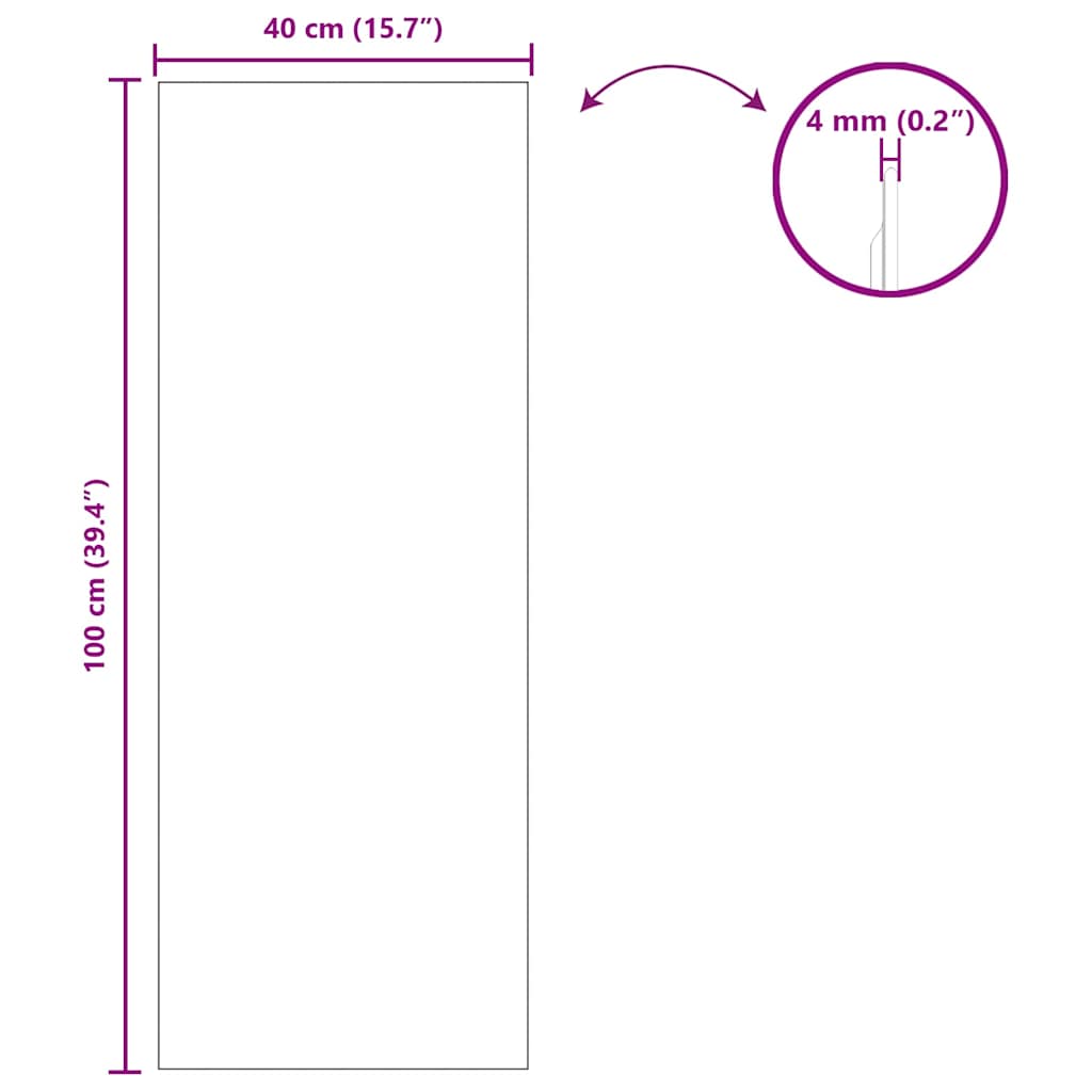 Veggspeil Rektangulær 40 x 100 cm herdet glass