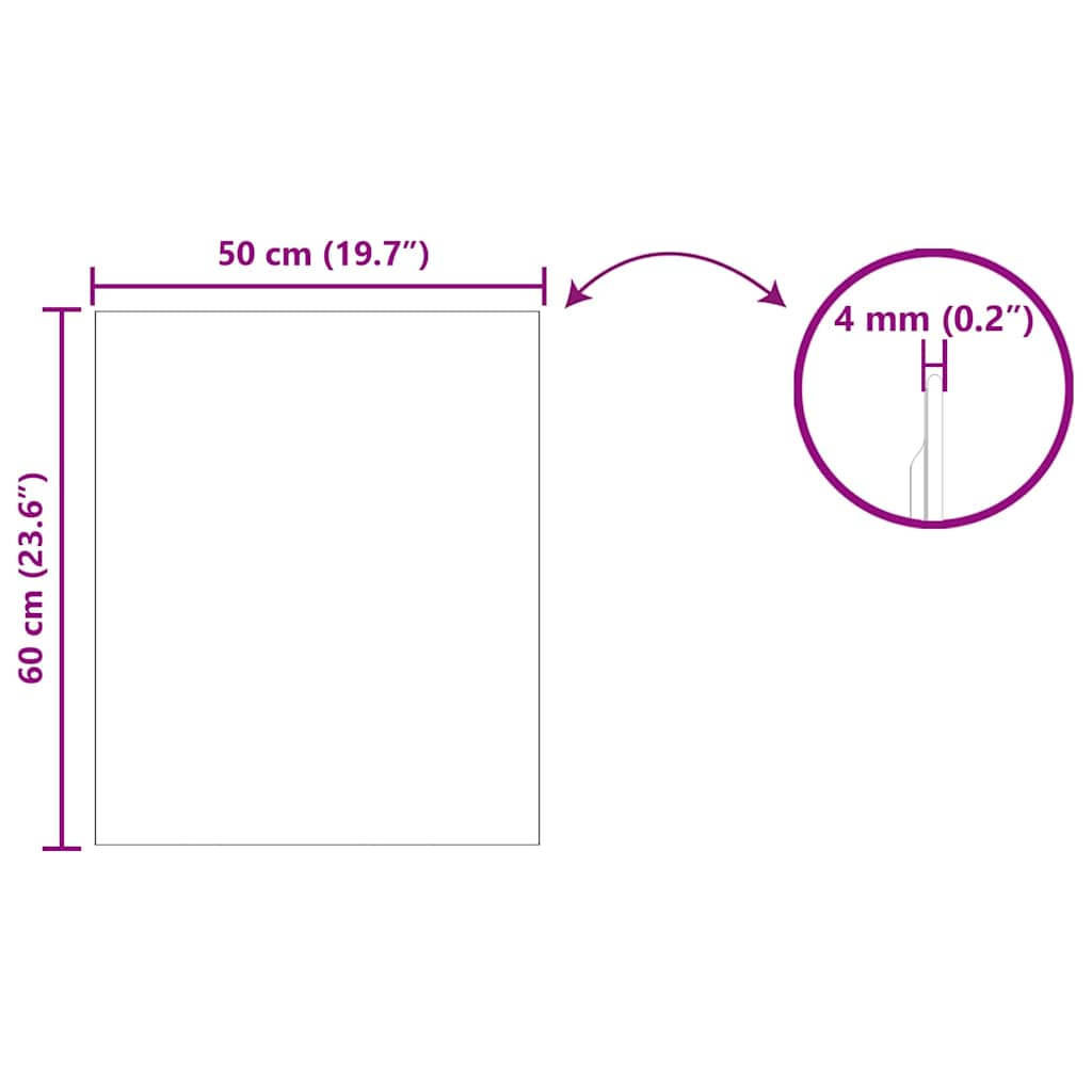 Veggspeil Rektangulær 50 x 60 cm herdet glass