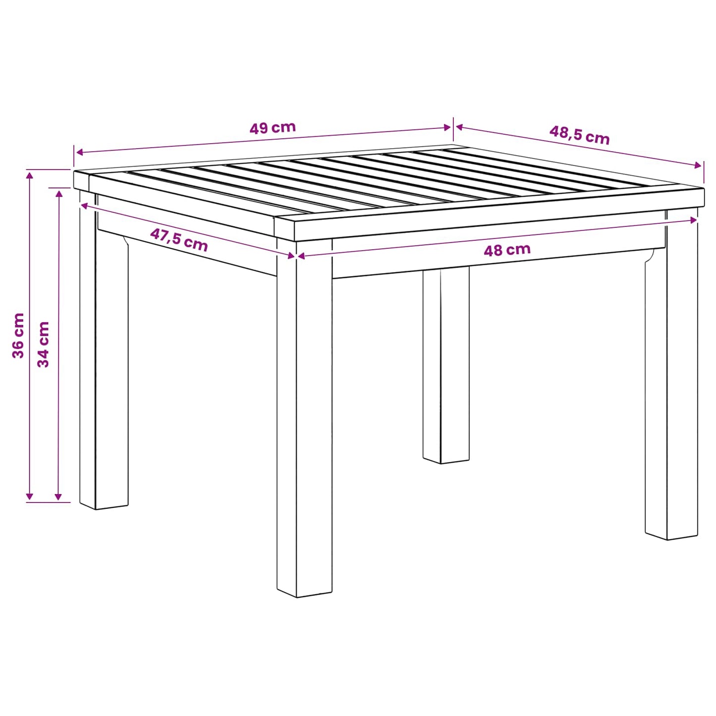 Kaffebord Naturlig 50 x 48,5 x 36 cm Solid akasietre