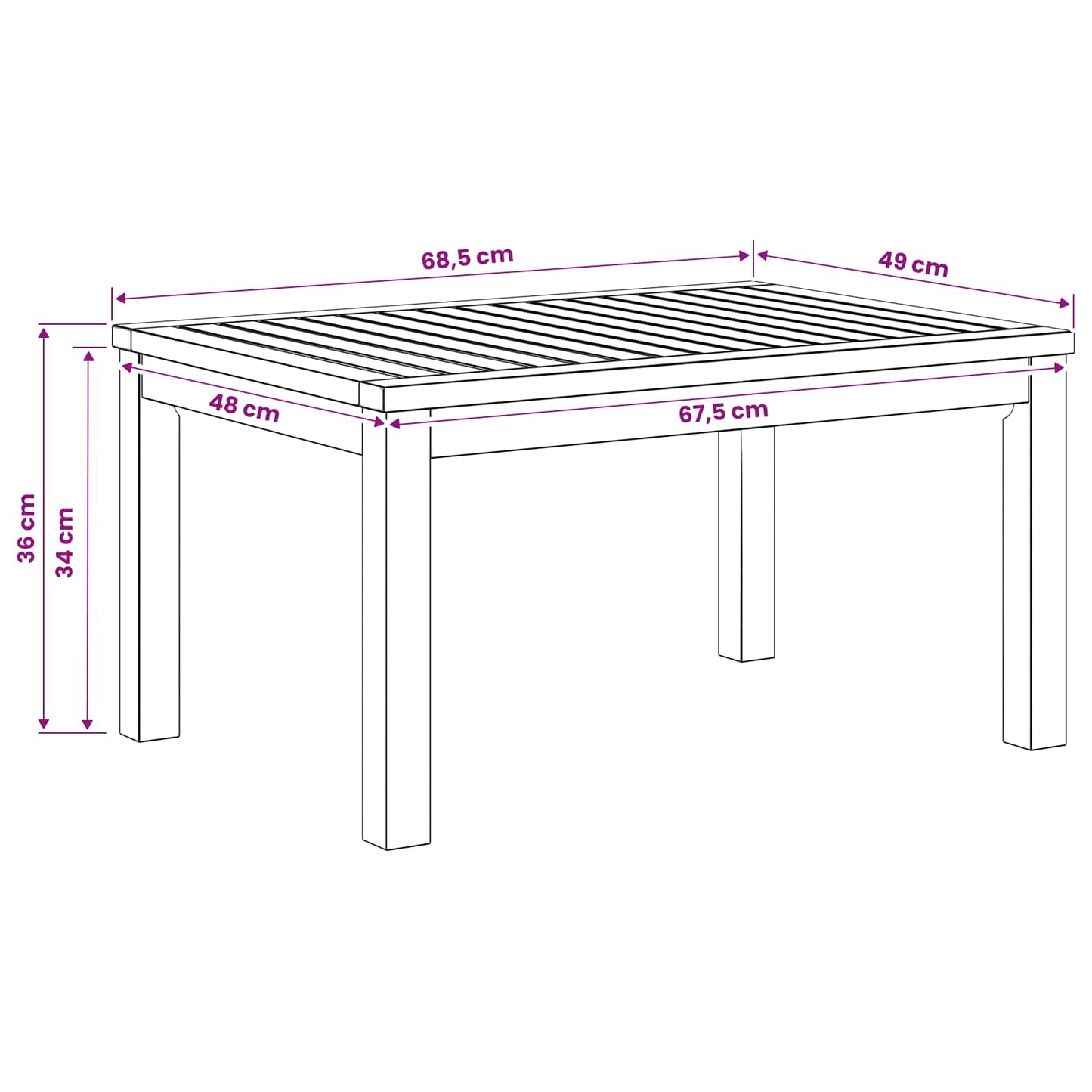 Kaffebord Naturlig 50 x 68,5 x 36 cm Solid akasietre