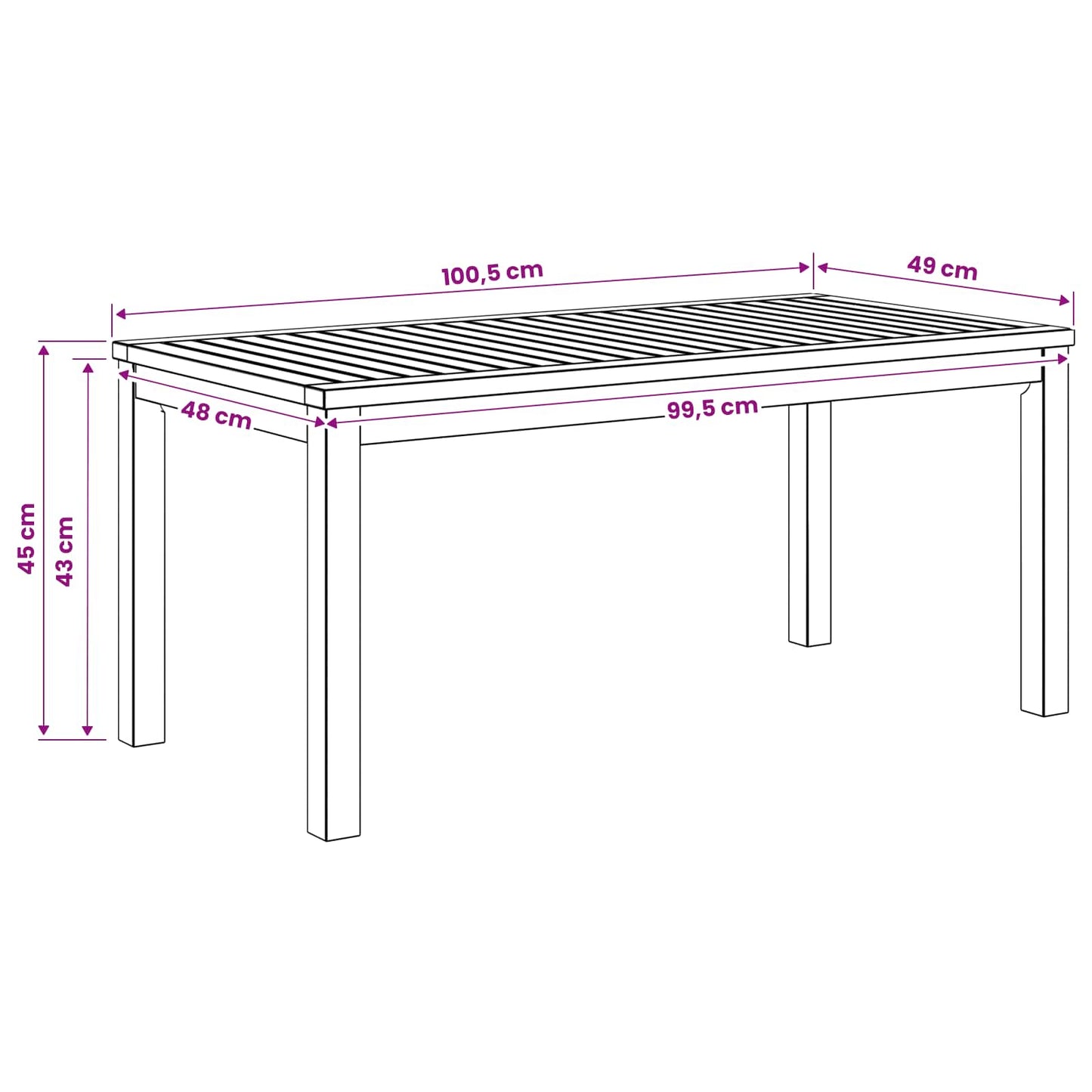 Kaffebord Naturlig 50 x 100,5 x 45 cm Solid akasietre
