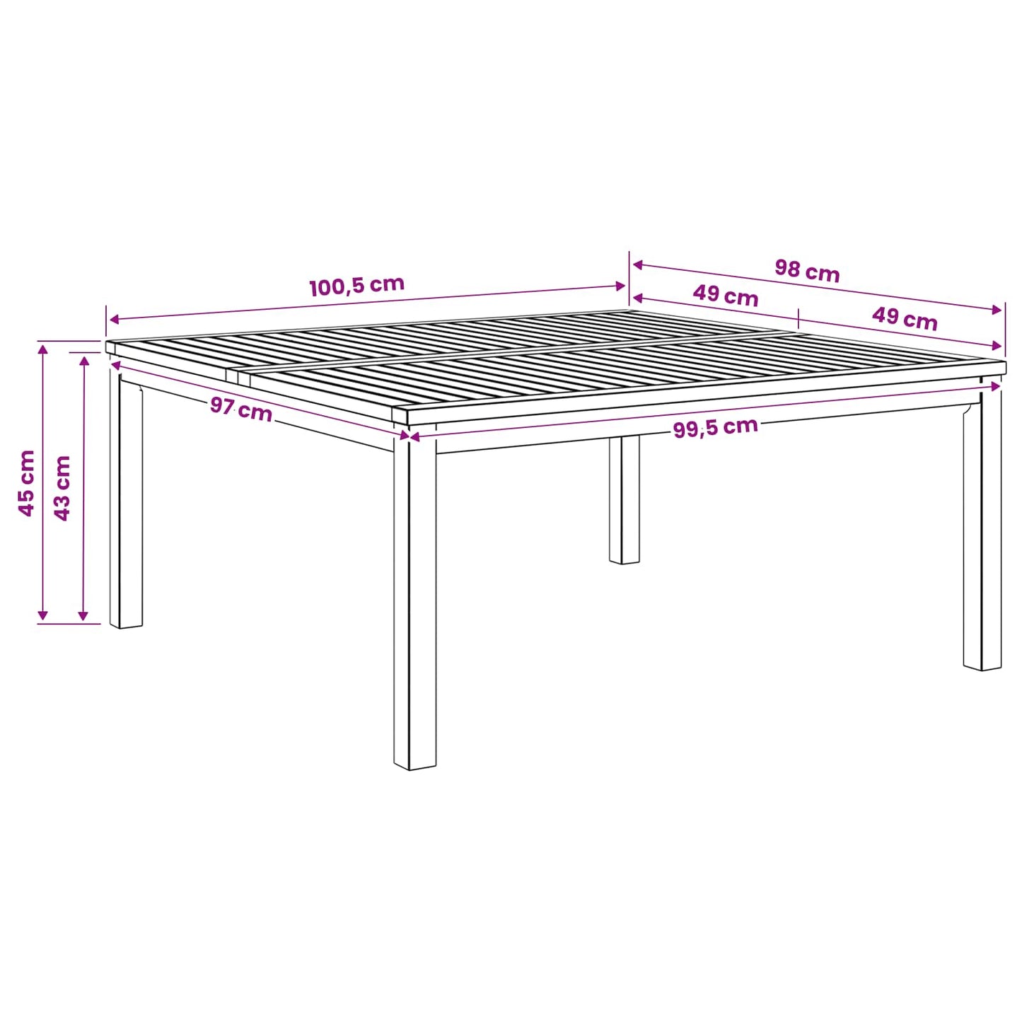 Kaffebord Naturlig 100 x 100,5 x 45 cm Solid akasietre