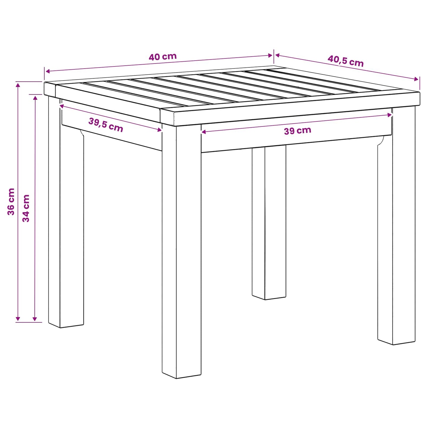 Kaffebord Hvit 40 x 40,5 x 36 cm Solid akasietre
