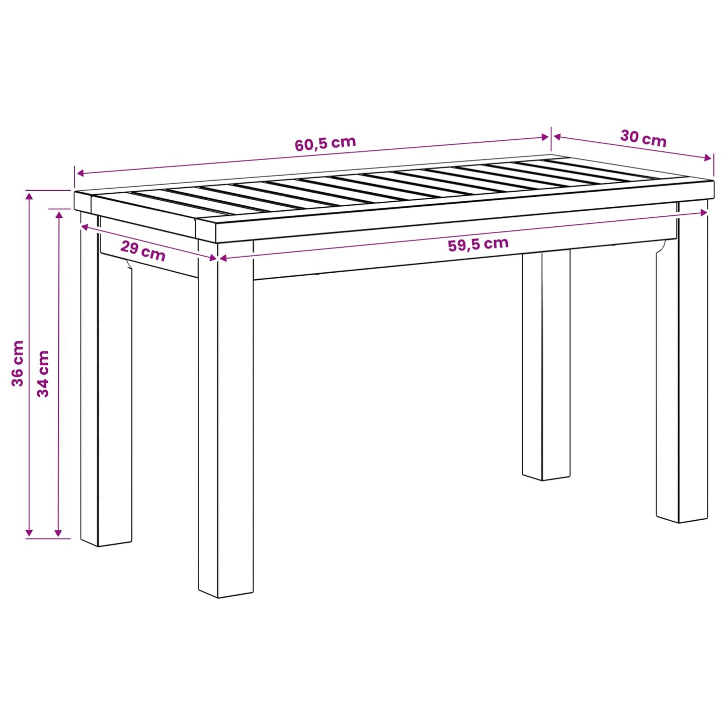 Kaffebord Hvit 60,5 x 30 x 36 cm Solid akasietre