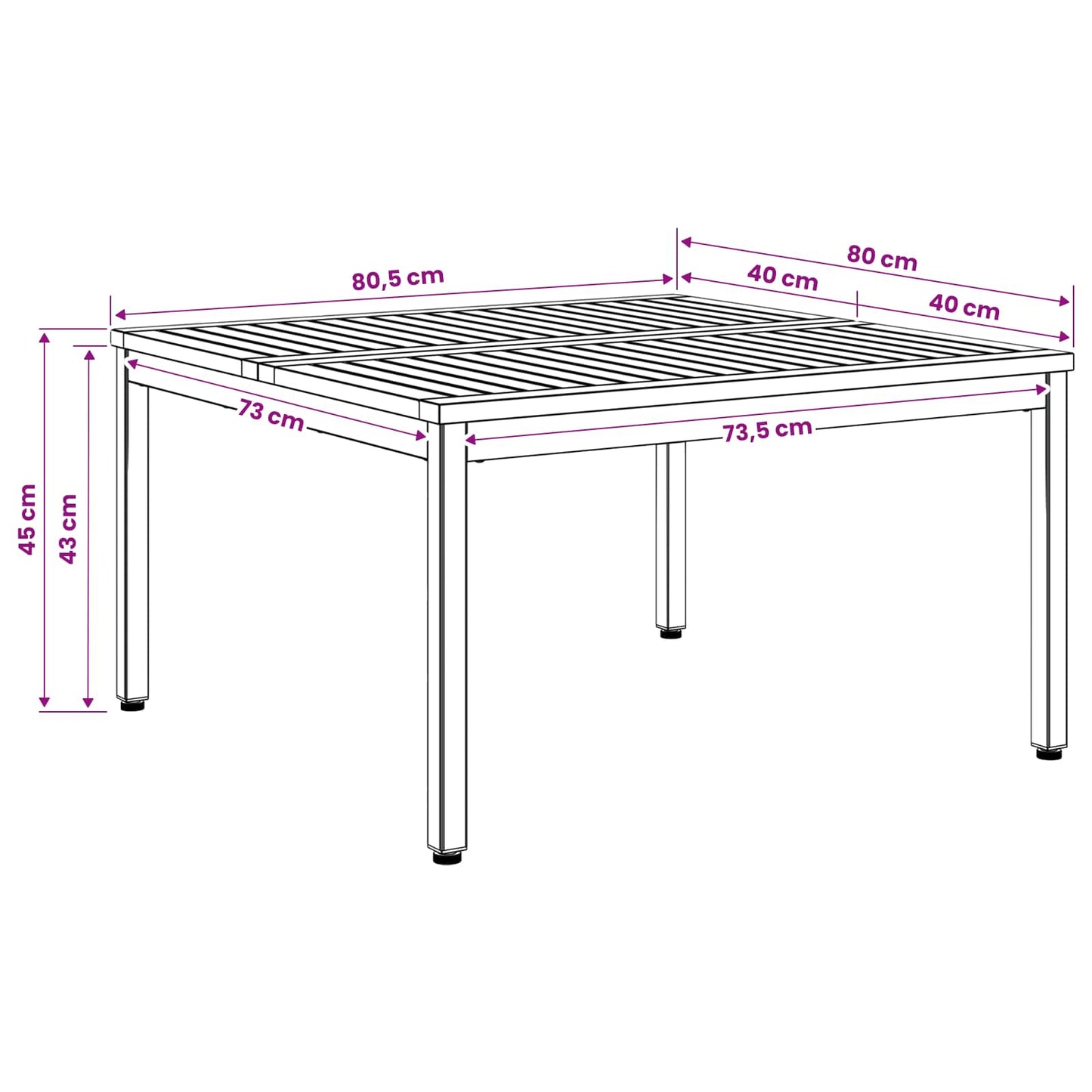 Kaffebord Hvit 80 x 80,5 x 45 cm Solid akasietre