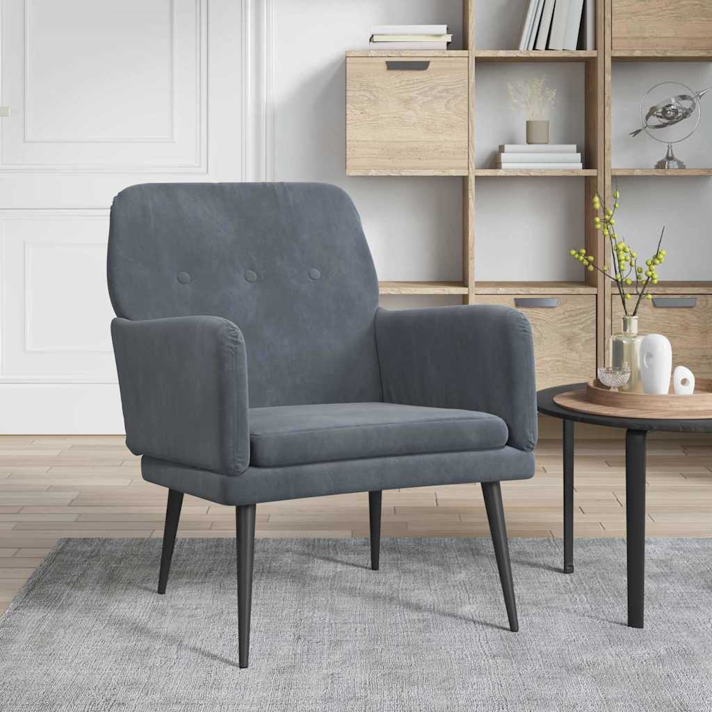 lenestol Mørkegrå 79 x 62 x 79 cm Fløyel vidaXL