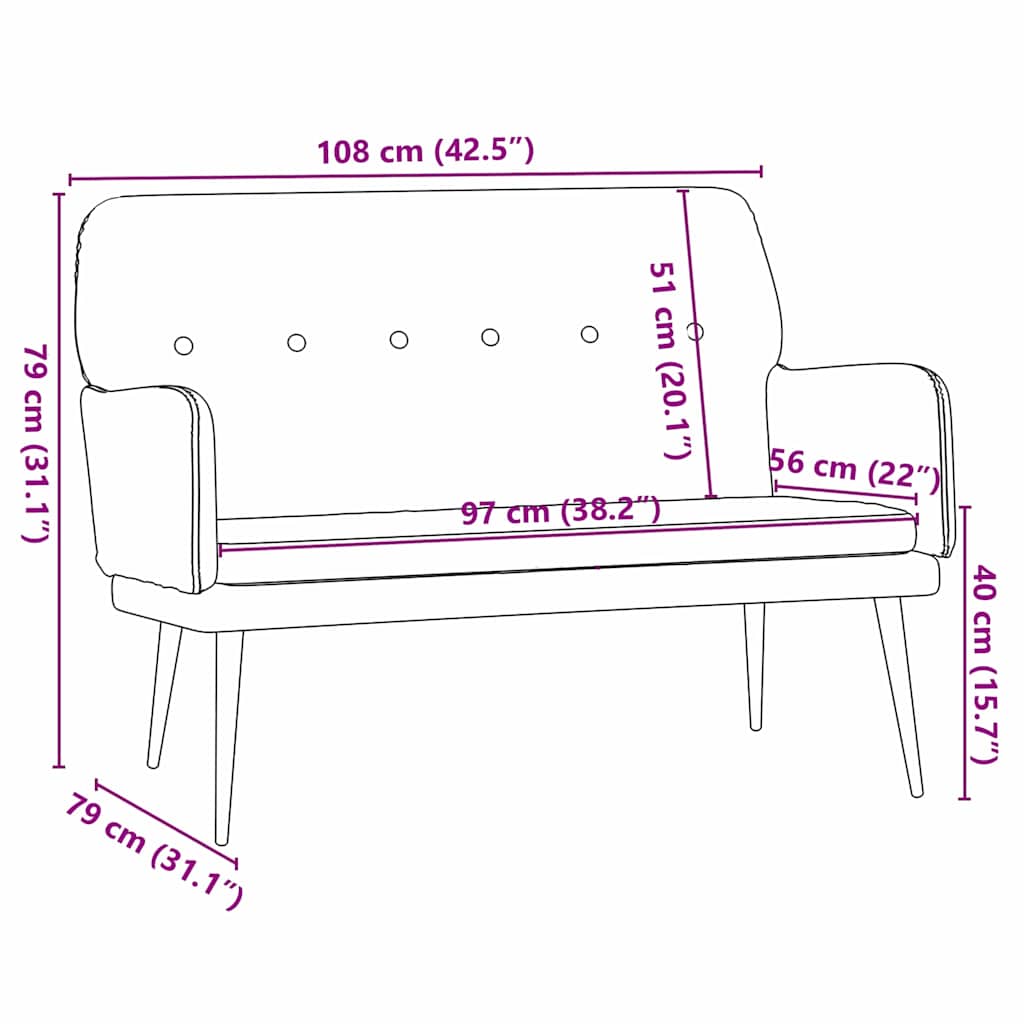 benk Svart 108 x 79 x 79 cm Fløyel vidaXL