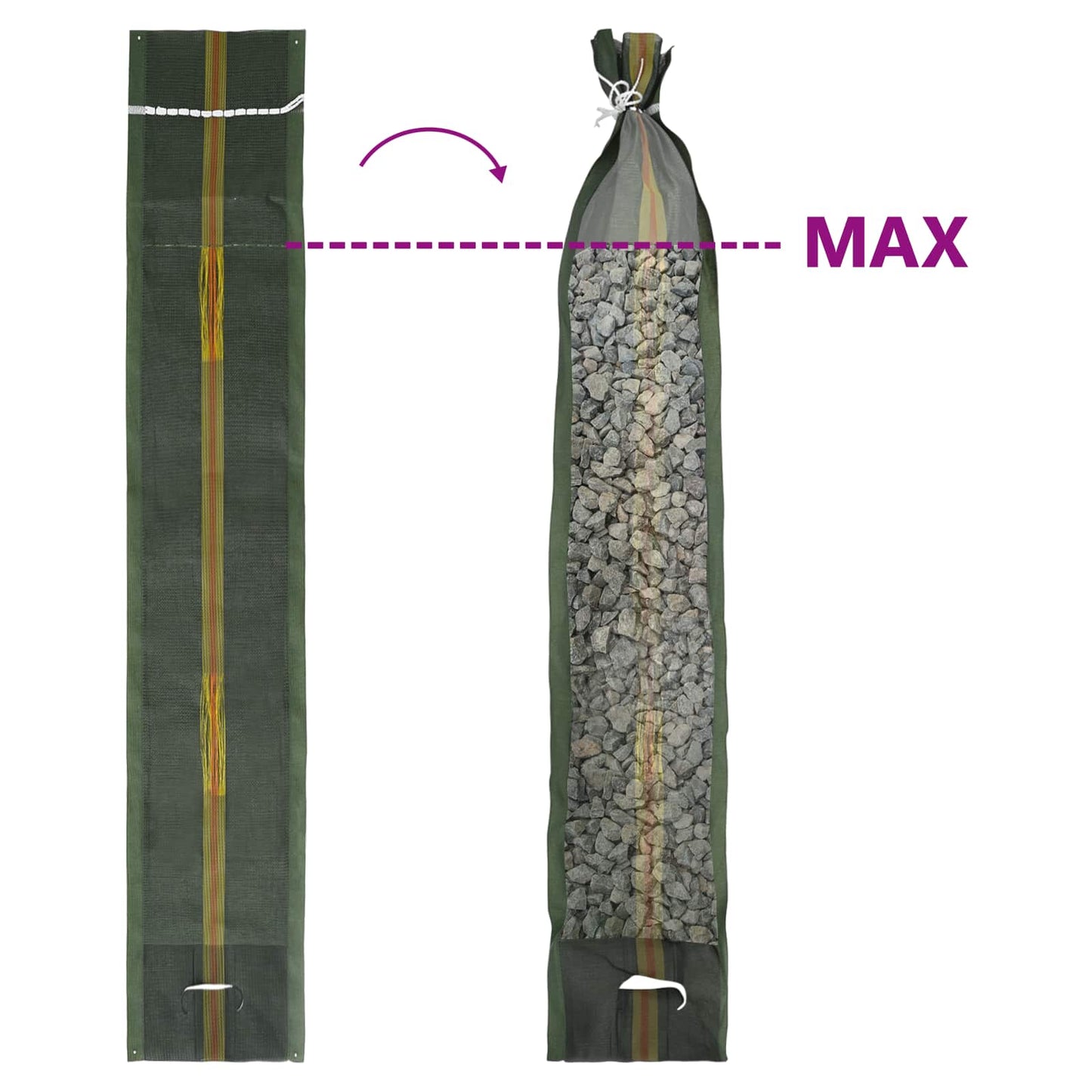Sandsekker 10 pcs grønn 120 x 27 cm HDPE