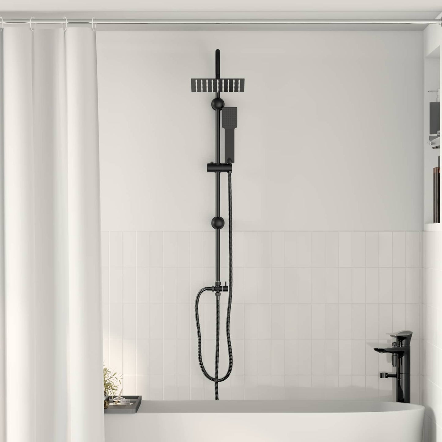 Dusjsystem Svart 47 x 20 x 95 cm Rustfritt Stål