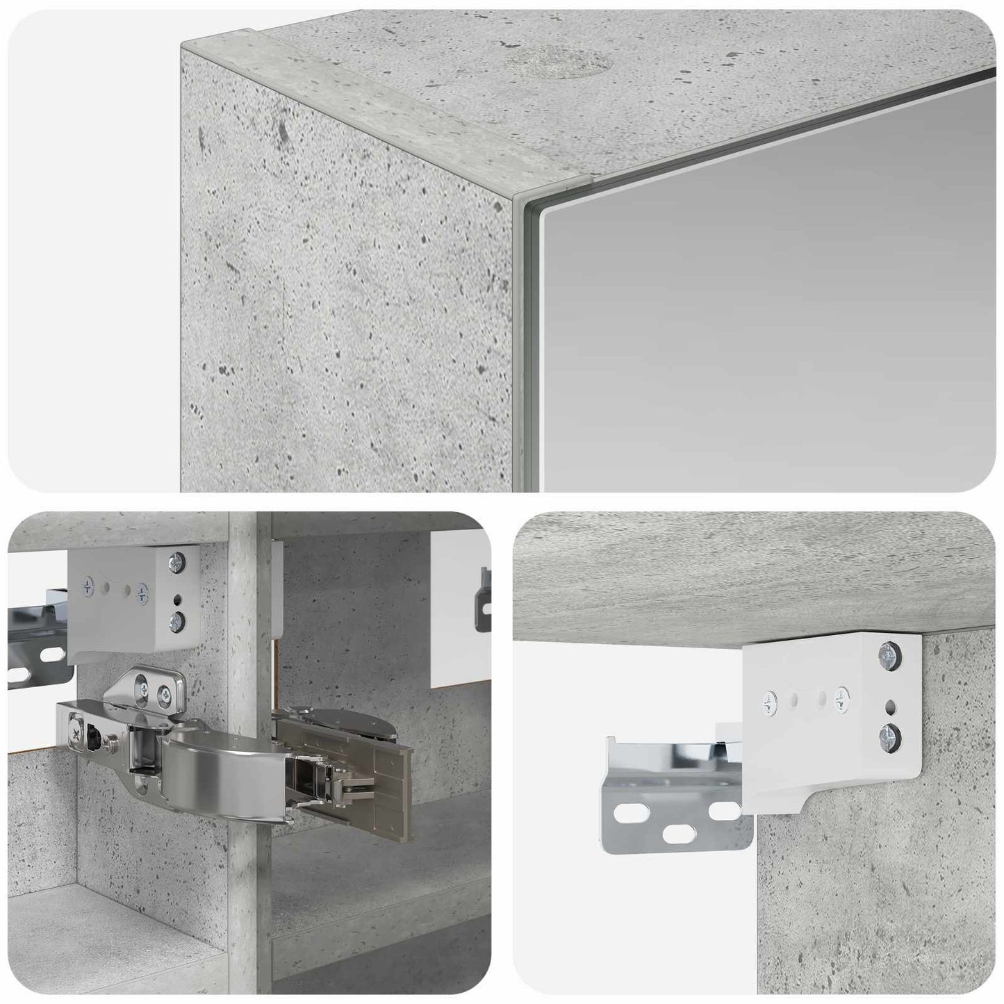 Baderomsspeilskap Betonggrå 30 x 10,5 x 50 cm Konstruert tre