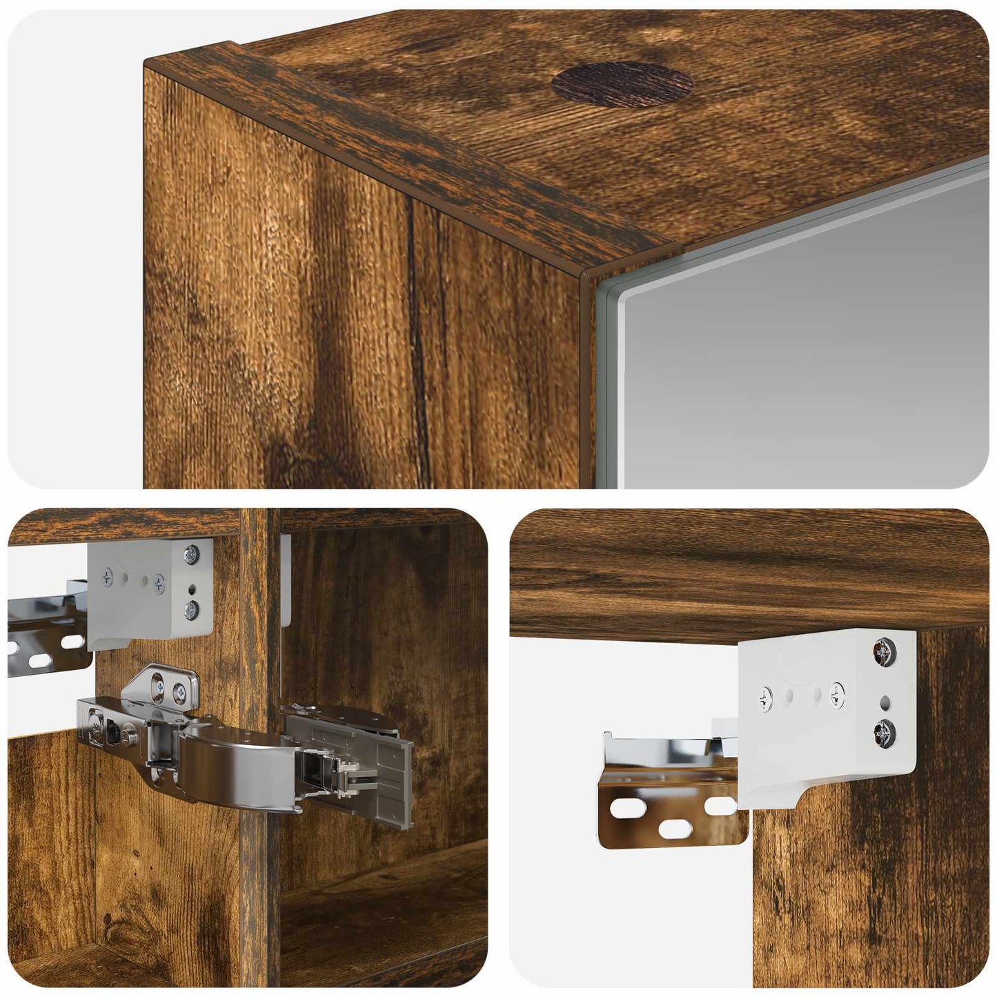 Baderomsspeilskap Røkt eik 40 x 10,5 x 60,5 cm Konstruert tre