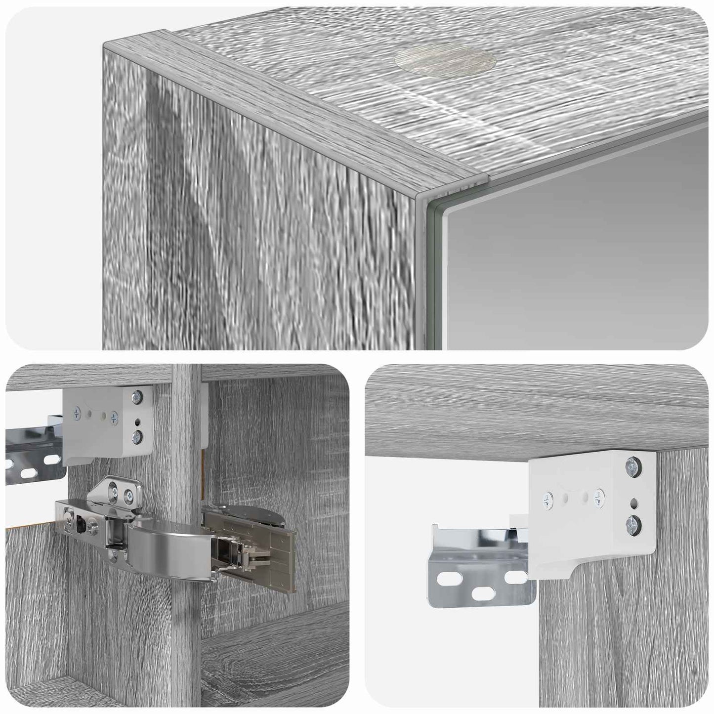 Baderomsspeilskap Grå Sonoma 40 x 10,5 x 60,5 cm Konstruert tre