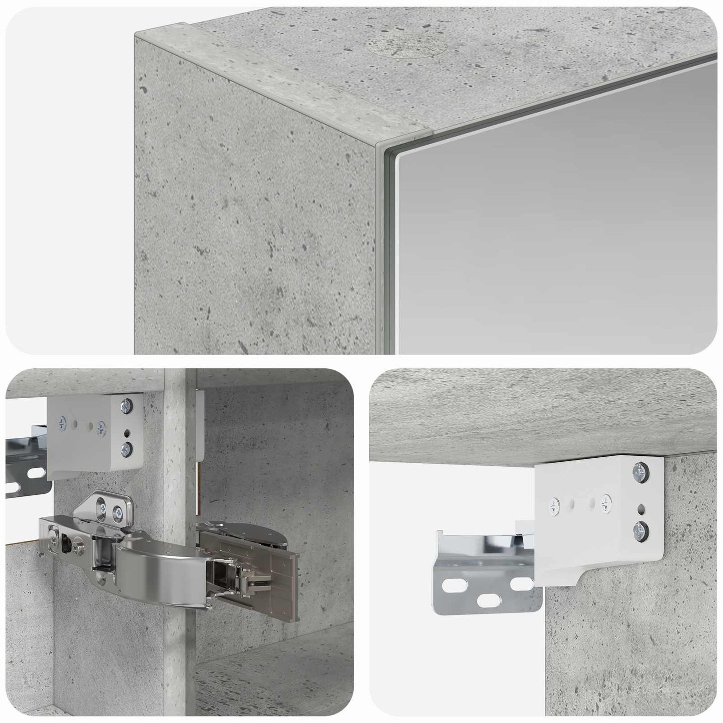 Baderomsspeilskap Betonggrå 40 x 10,5 x 60,5 cm Konstruert tre