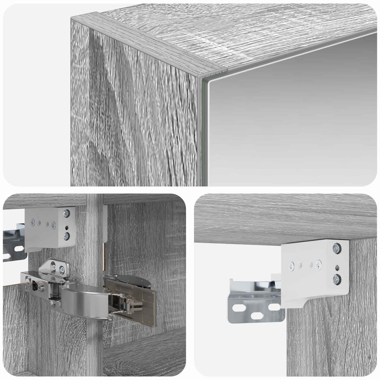 Baderomsspeilskap Grå Sonoma 40 x 10,5 x 60,5 cm Konstruert tre