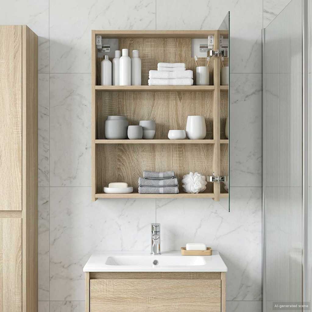 Baderomsspeilskap Sonoma eik 50 x 14,5 x 70 cm Konstruert tre